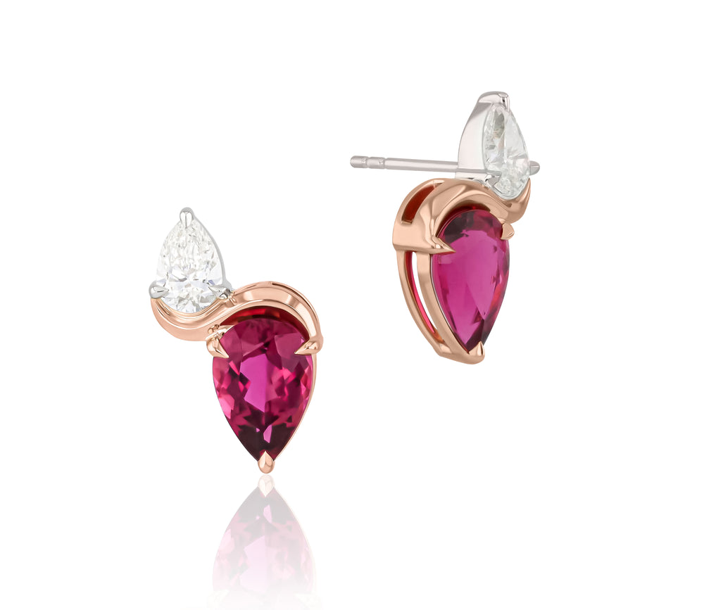 Diamond & Tourmaline Swivel Studs