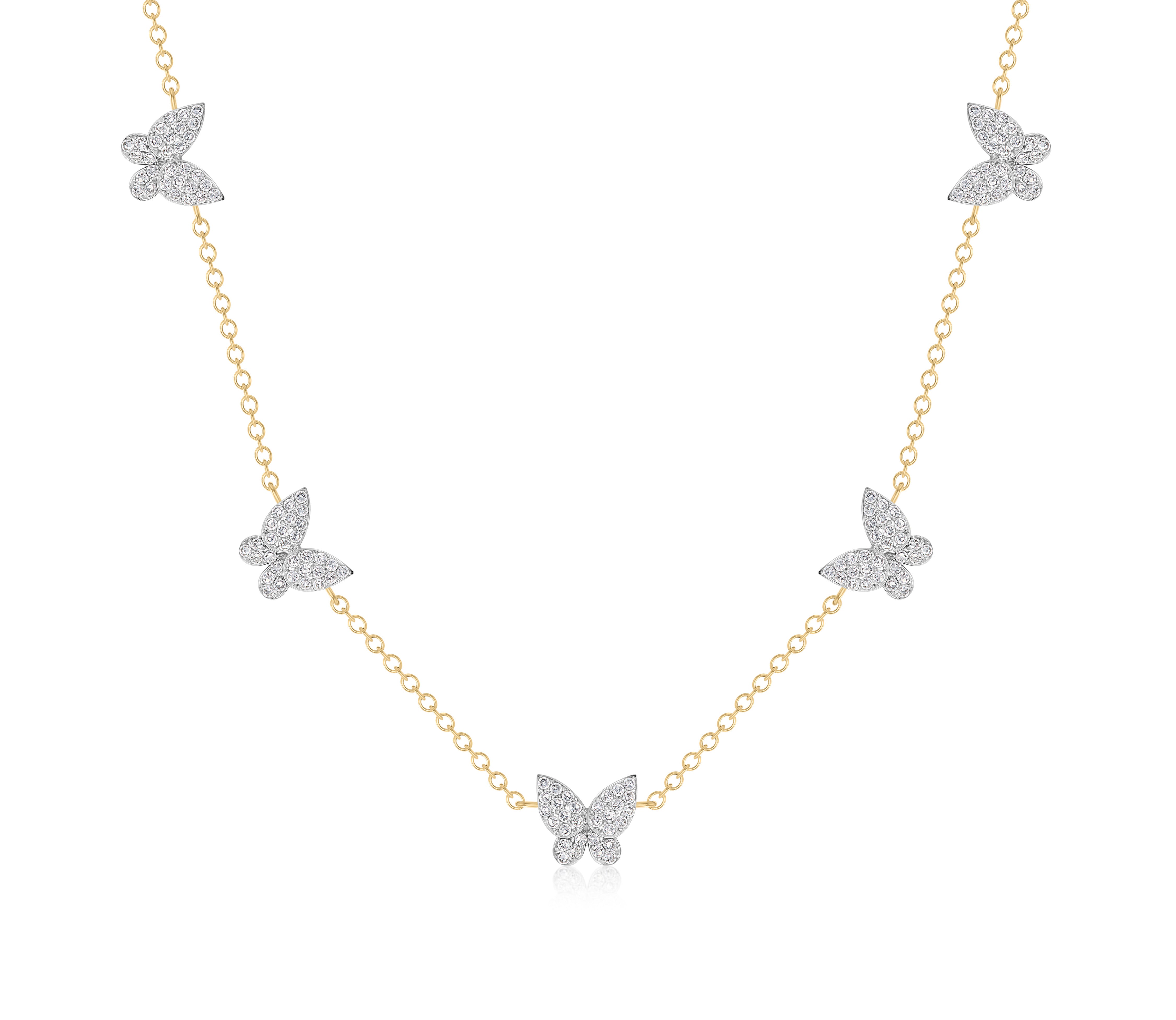 Butterfly Five Station Necklace