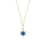 Mini Diamond & Blue Sapphire Infinity Star Of David Necklace
