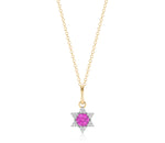 Mini Diamond & Pink Sapphire Infinity Star Of David Necklace