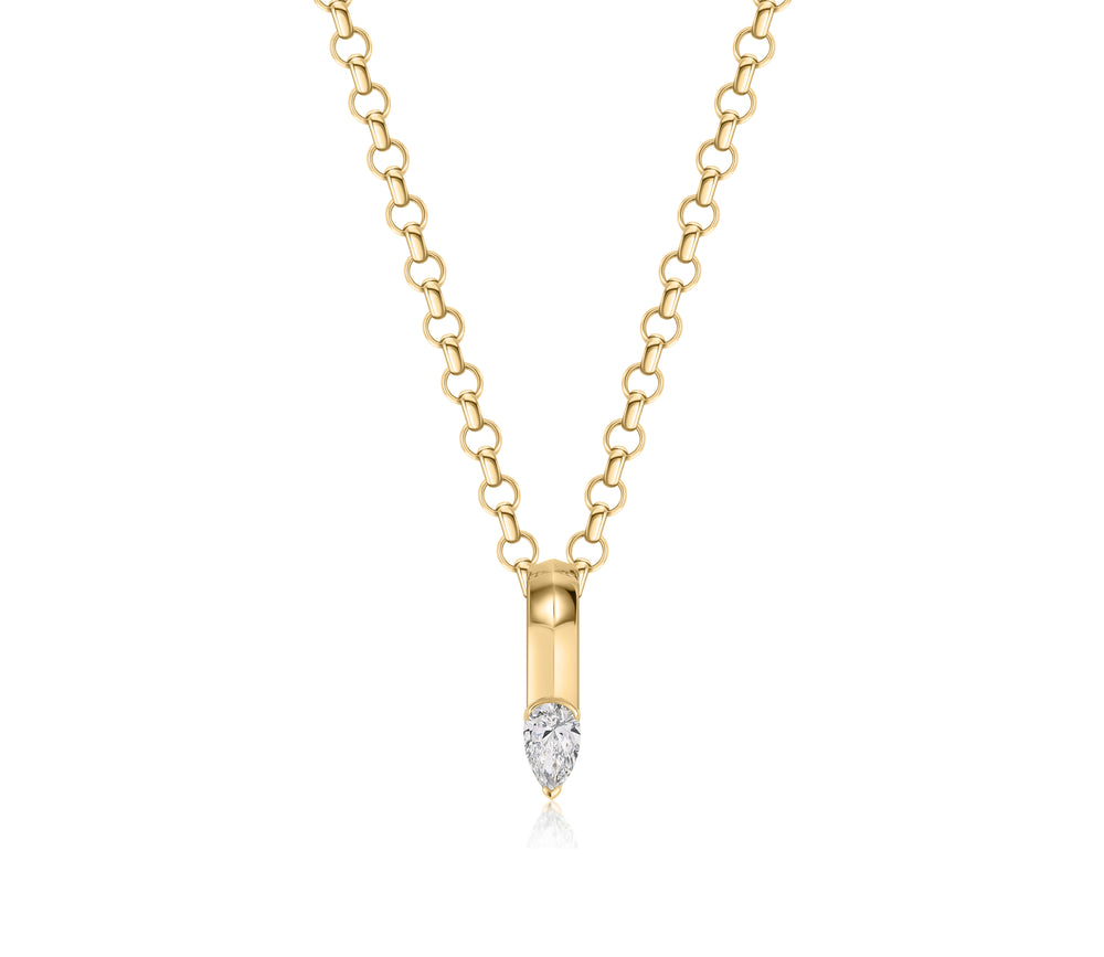 Pear Knife Bale Diamond Necklace