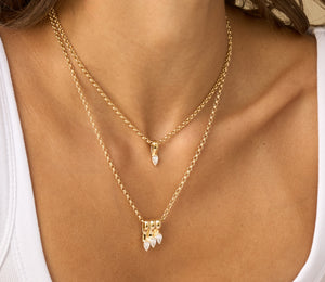 Pear Knife Bale Diamond Necklace