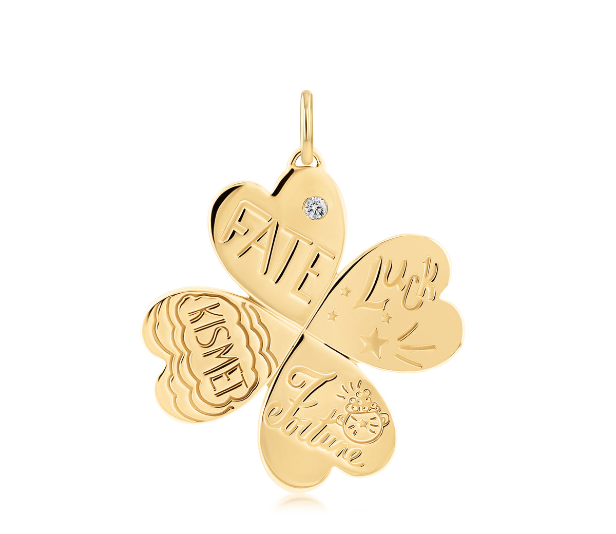 27 mm Kismet 4 Leaf Clover Love Languages Pendant