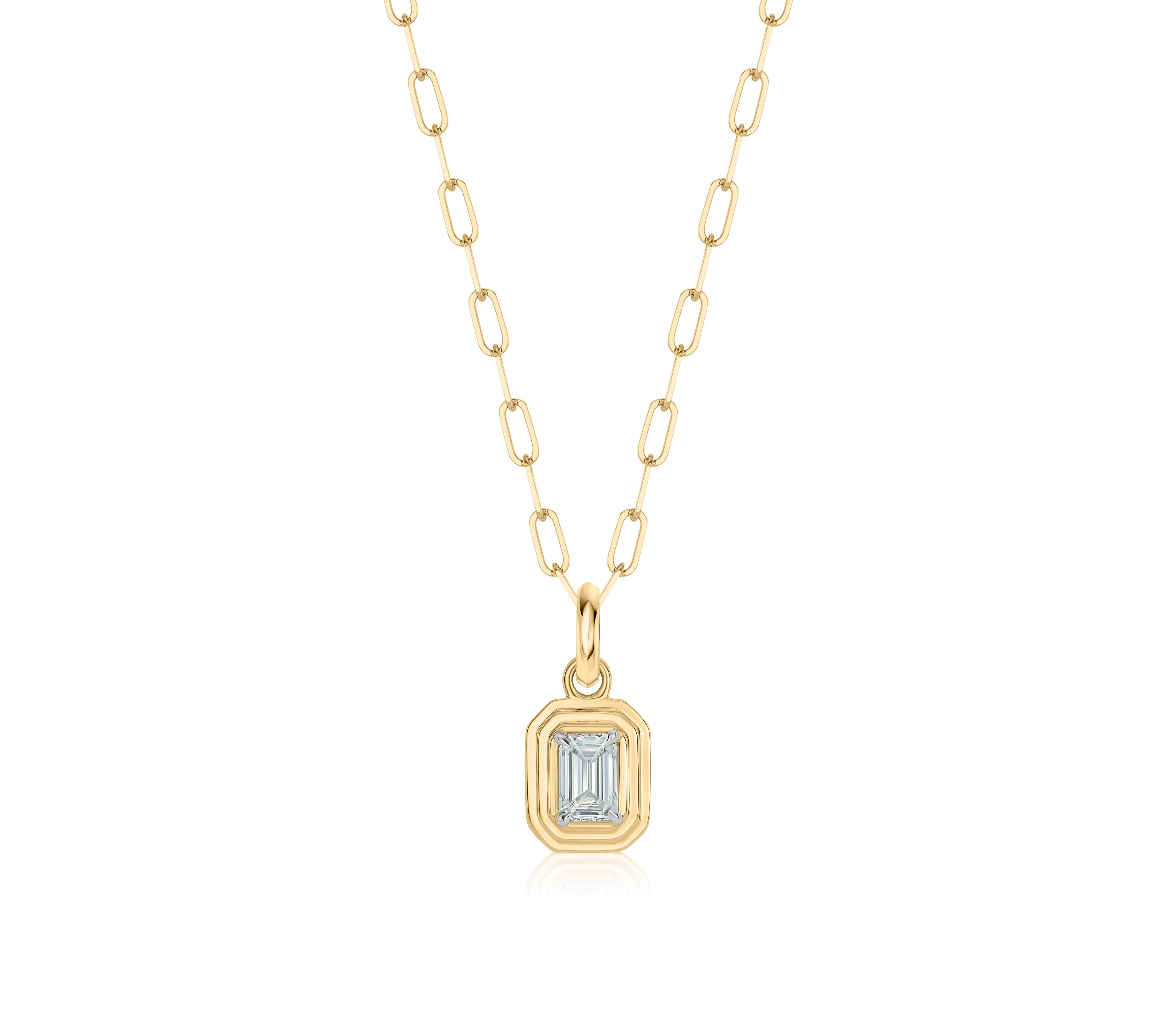 Emerald Cut Diamond Mini Necklace