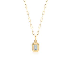 Emerald Cut Diamond Mini Necklace