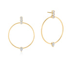 Round and Pear Shape Diamond Loop Drop Earrings