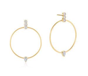 Round and Pear Shape Diamond Loop Drop Earrings