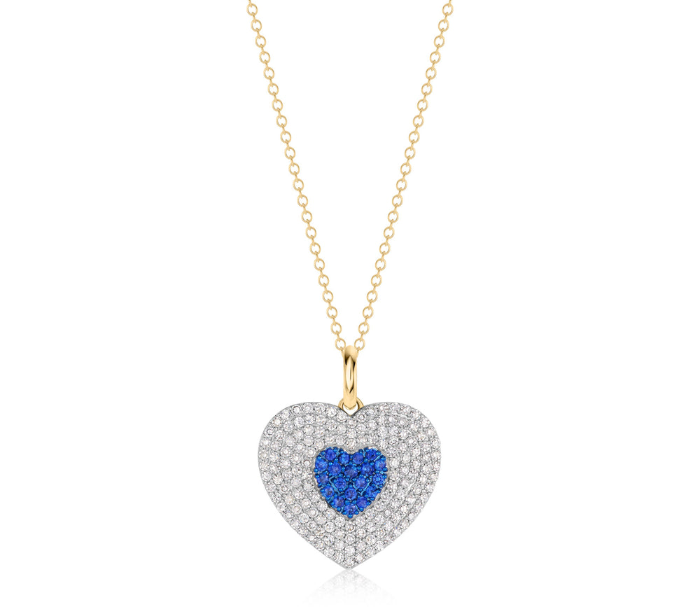 Diamond & Blue Sapphire Infinity Heartbeat Necklace