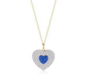 Diamond & Blue Sapphire Infinity Heartbeat Necklace