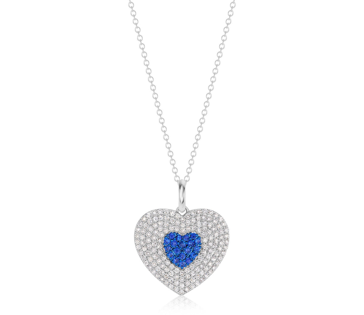 Diamond & Blue Sapphire Infinity Heartbeat Necklace