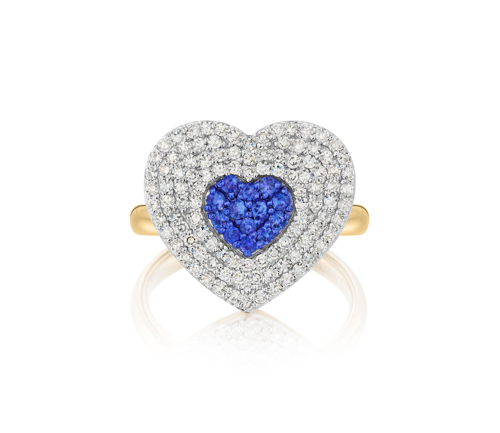 Diamond & Blue Sapphire Infinity Heartbeat Ring