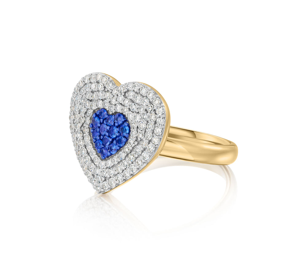 Diamond & Blue Sapphire Infinity Heartbeat Ring