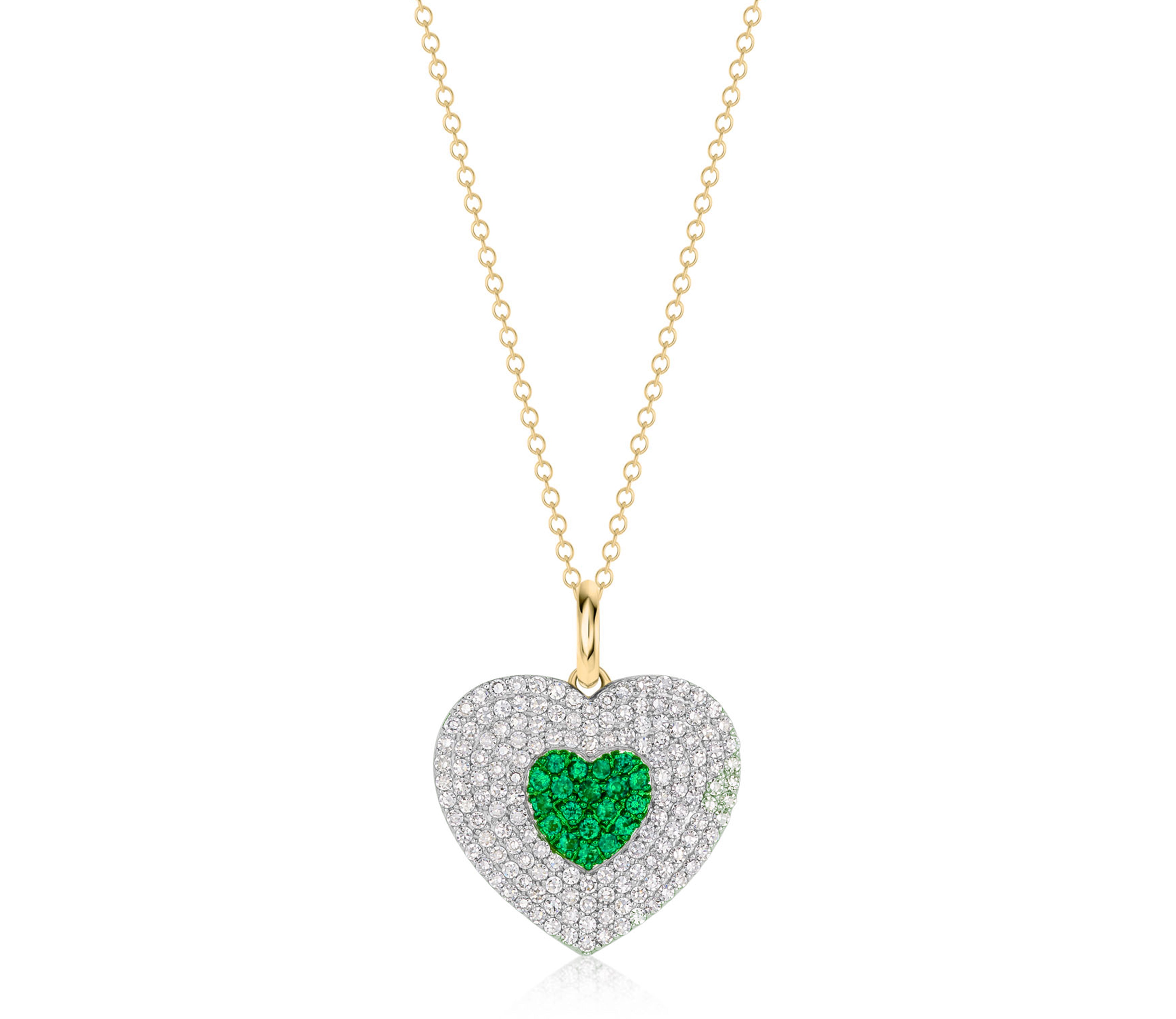 Diamond & Emerald Infinity Heartbeat Necklace