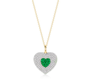 Diamond & Emerald Infinity Heartbeat Necklace