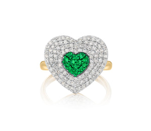 Diamond & Emerald Infinity Heartbeat Ring