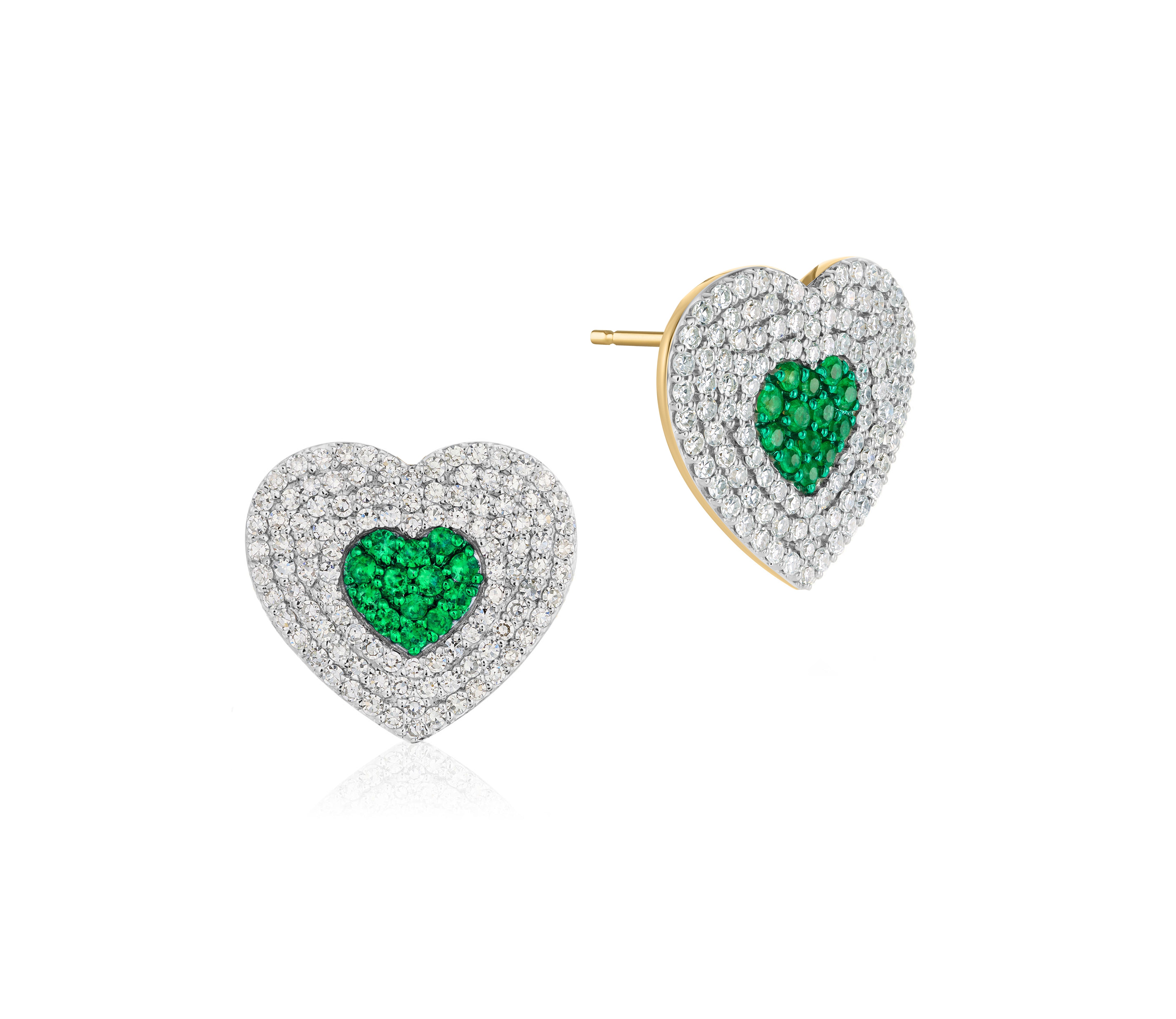 Diamond & Emerald Infinity Heartbeat Studs