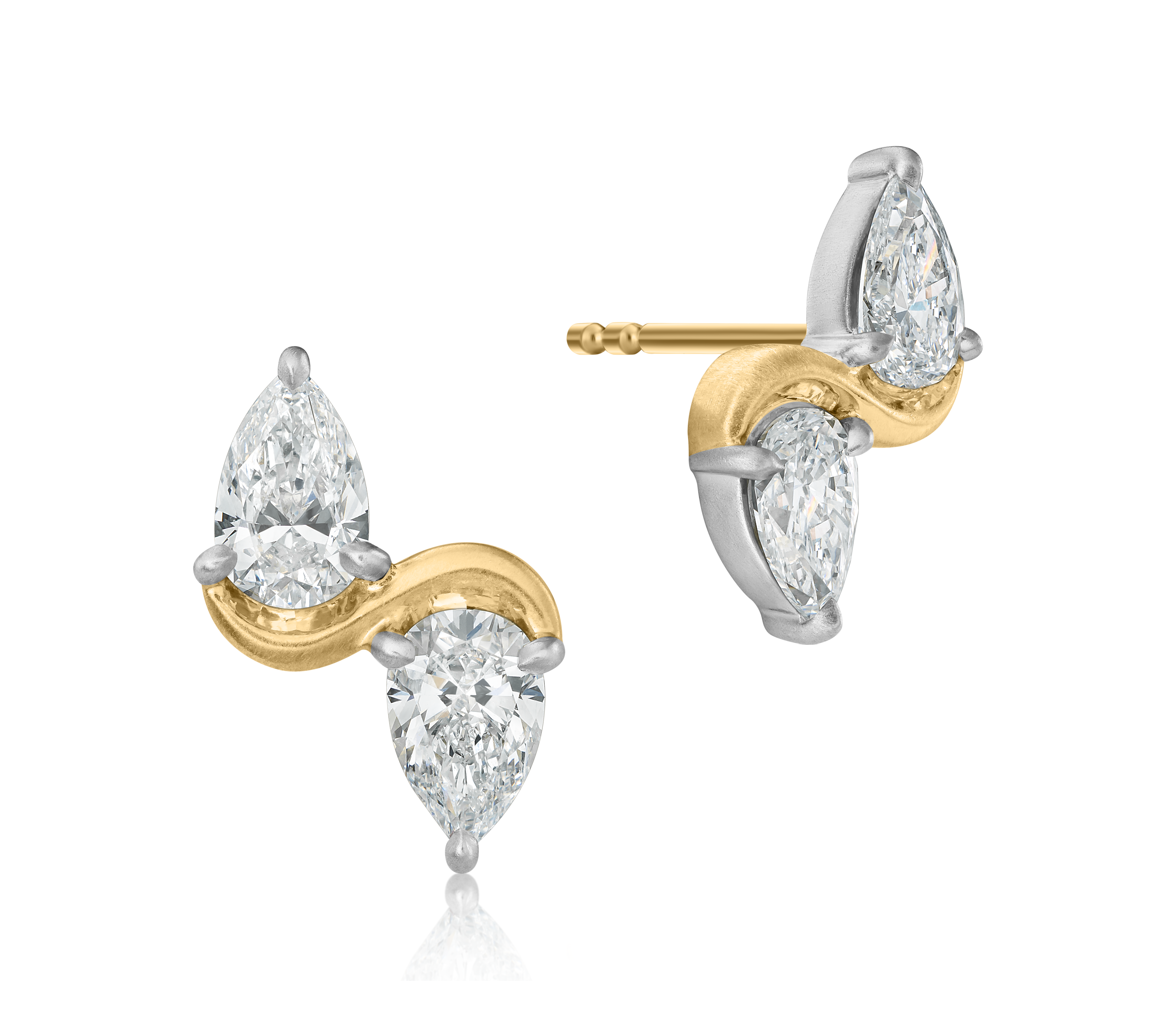 Matte Double Pear Knife Edge Studs