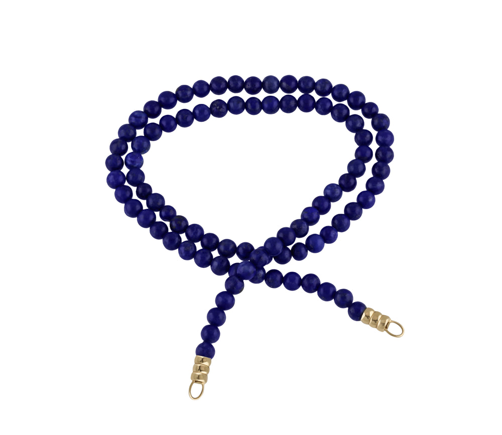 Yellow Gold Lapis Beads with End Caps