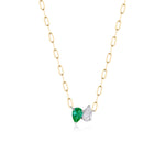 Diamond & Emerald Up Down Pear Necklace