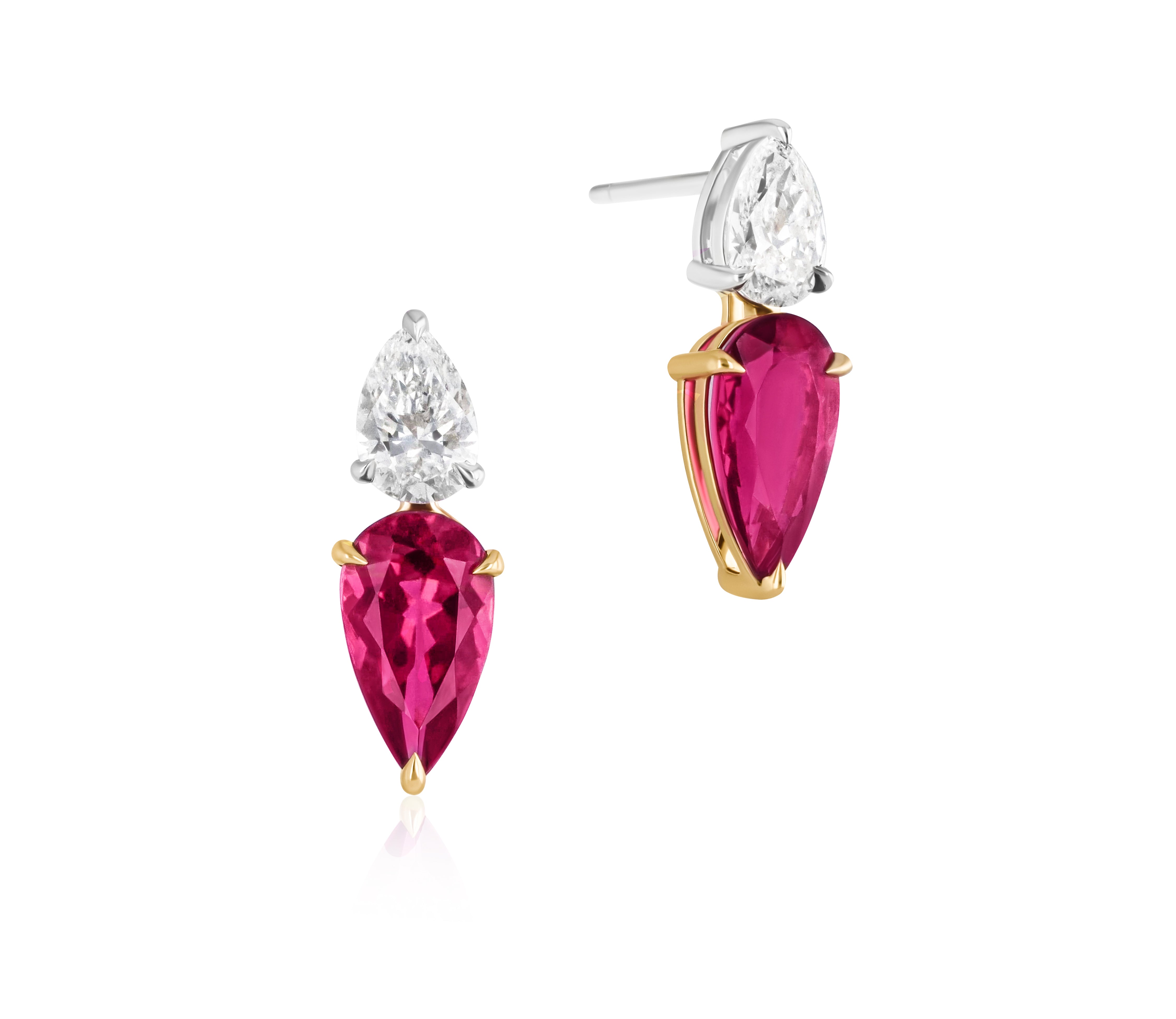 Diamond & Tourmaline Double Pear Studs