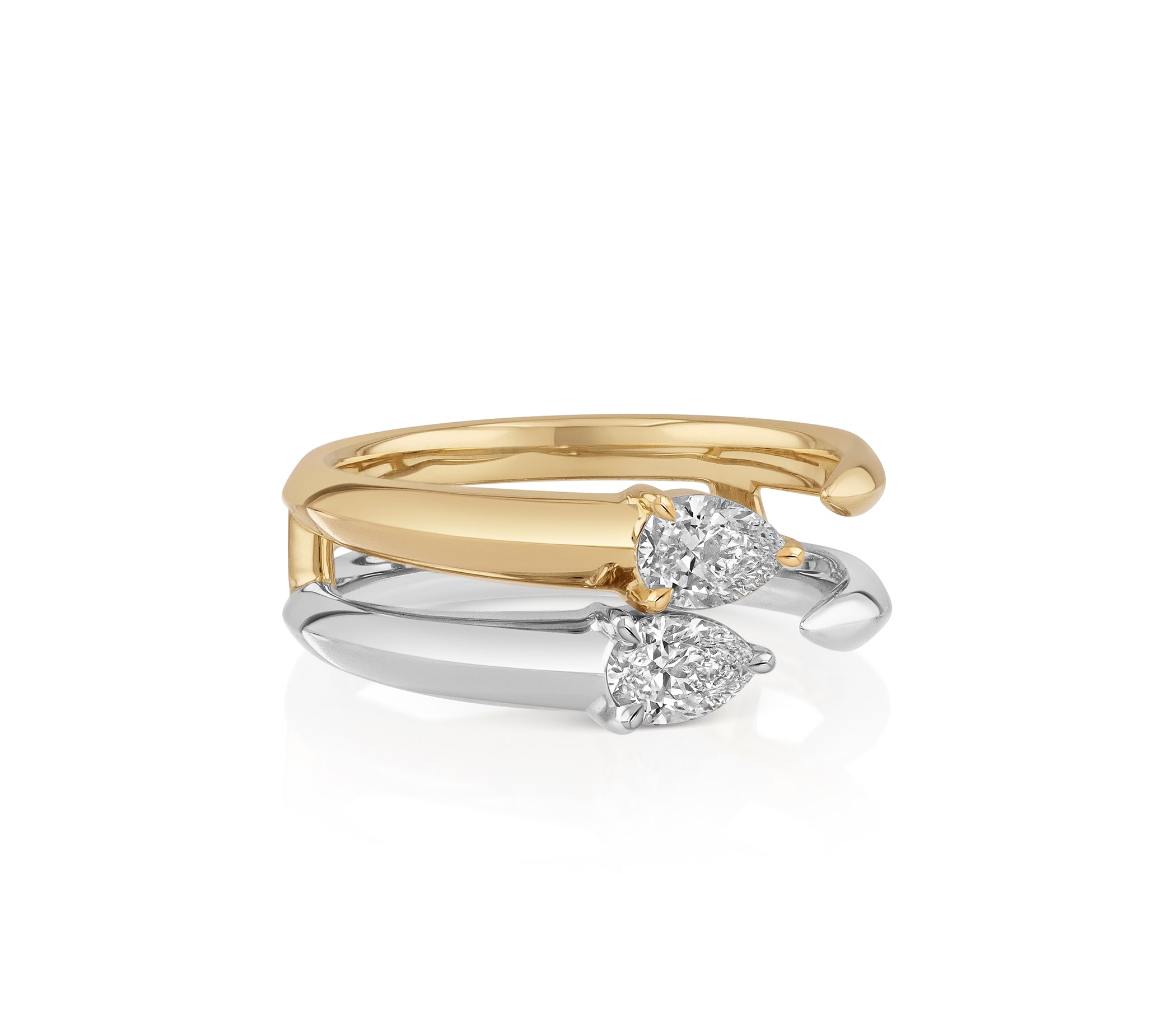 Two Tone Double Pear Ring