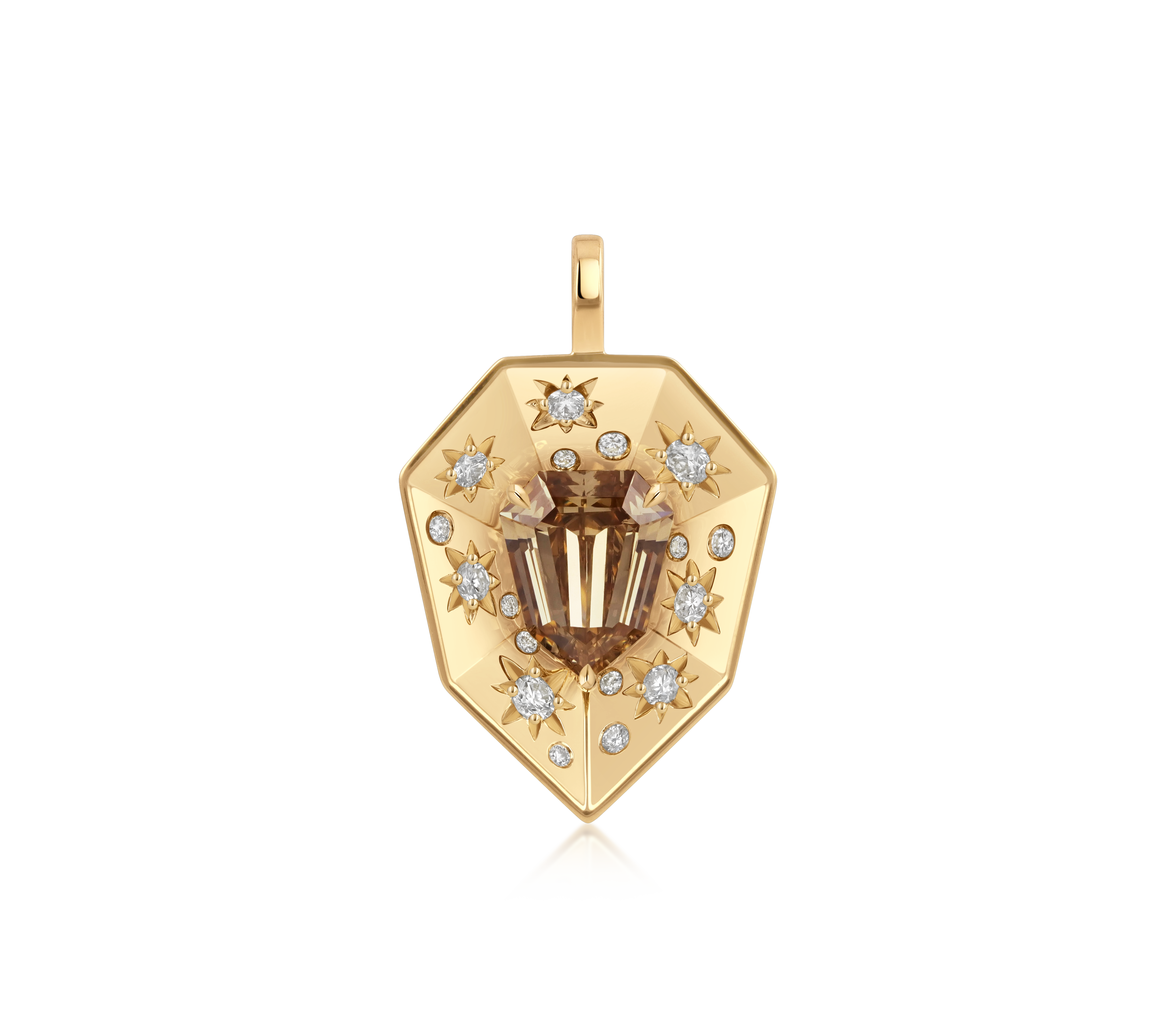 Fancy Shield Brown Diamond Star Set Amplifier Pendant