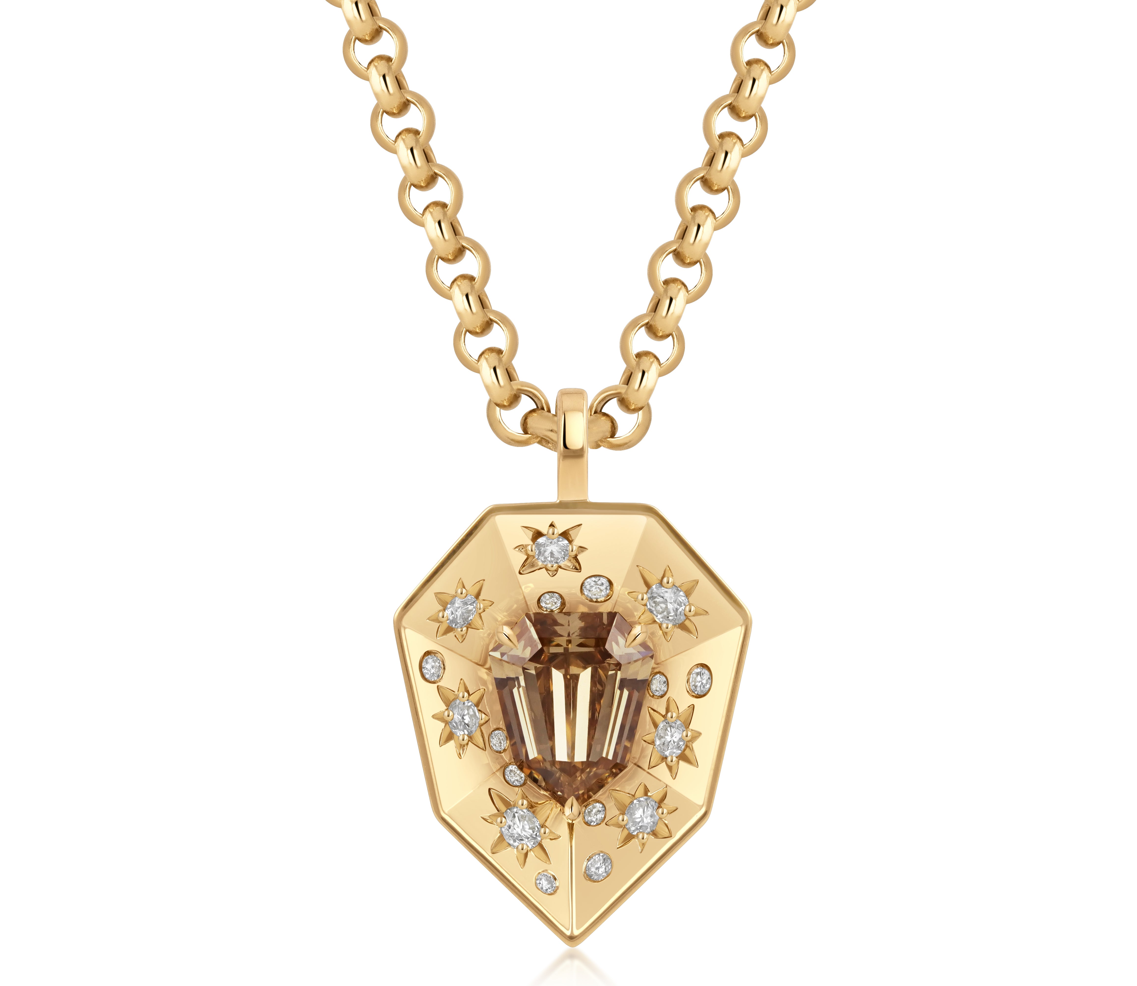 Fancy Shield Brown Diamond Star Set Amplifier Pendant