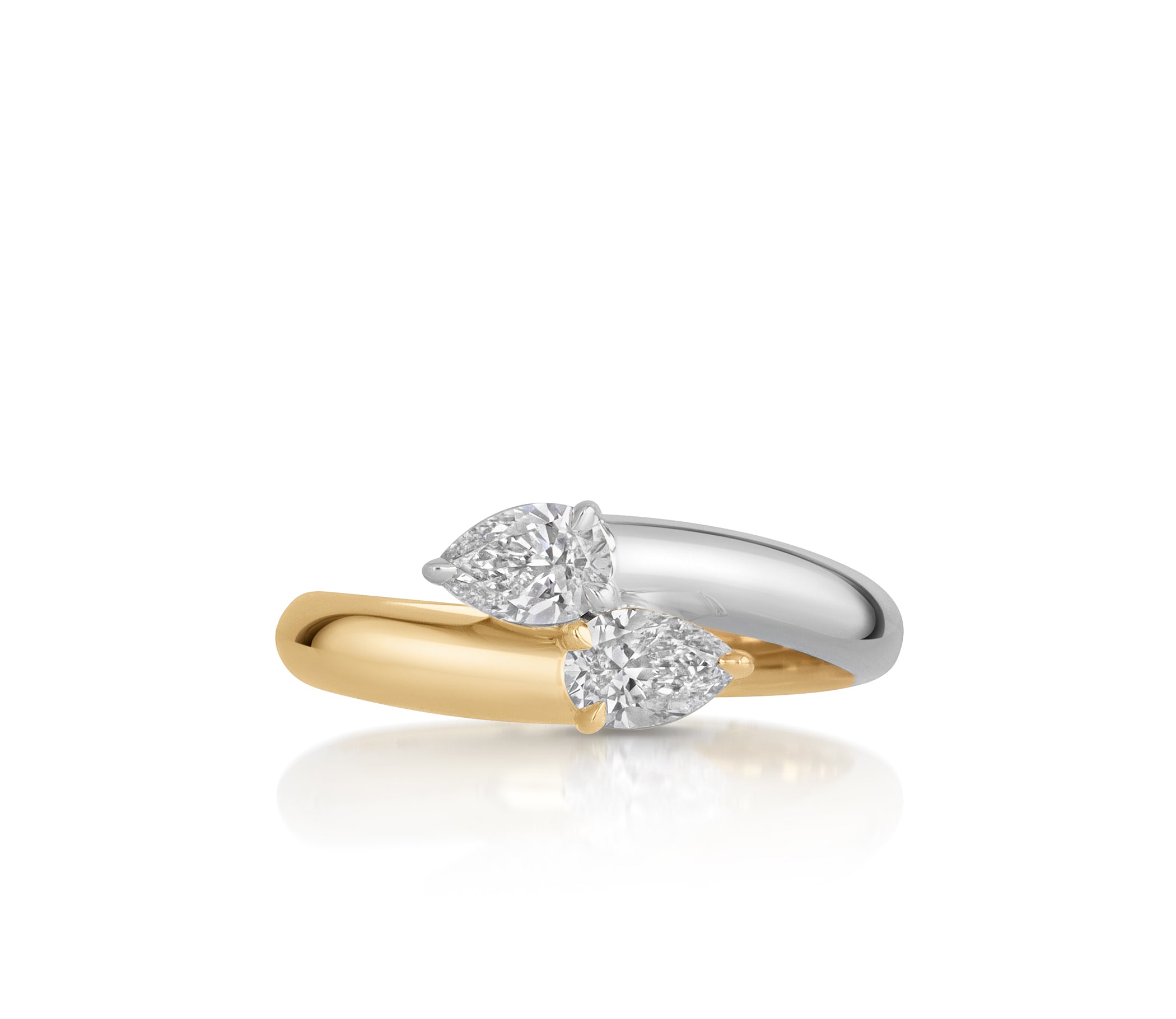 Two Tone Double Pear Intertwine Ring
