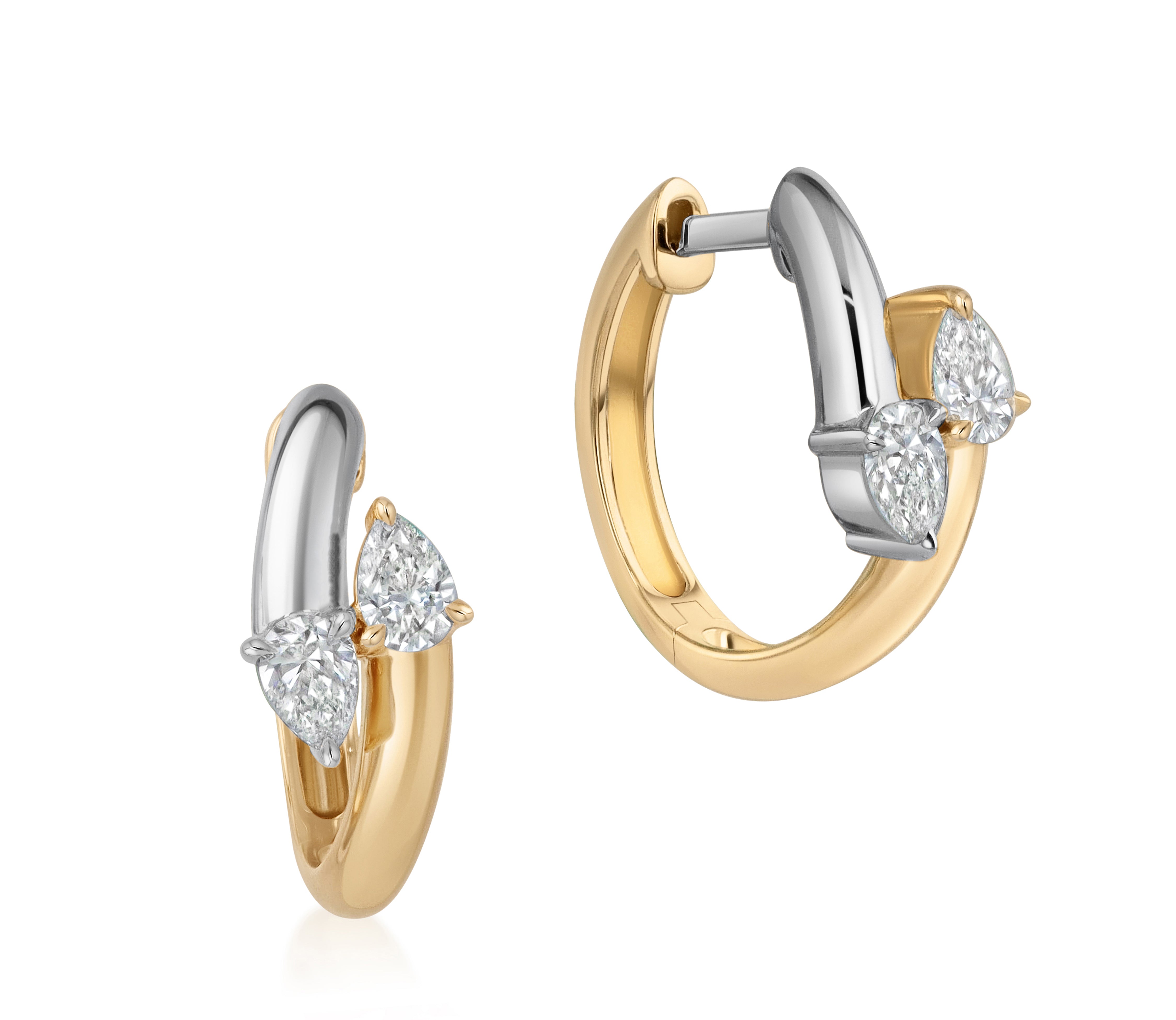 Interlocking Two Tone Diamond Mini Hoops