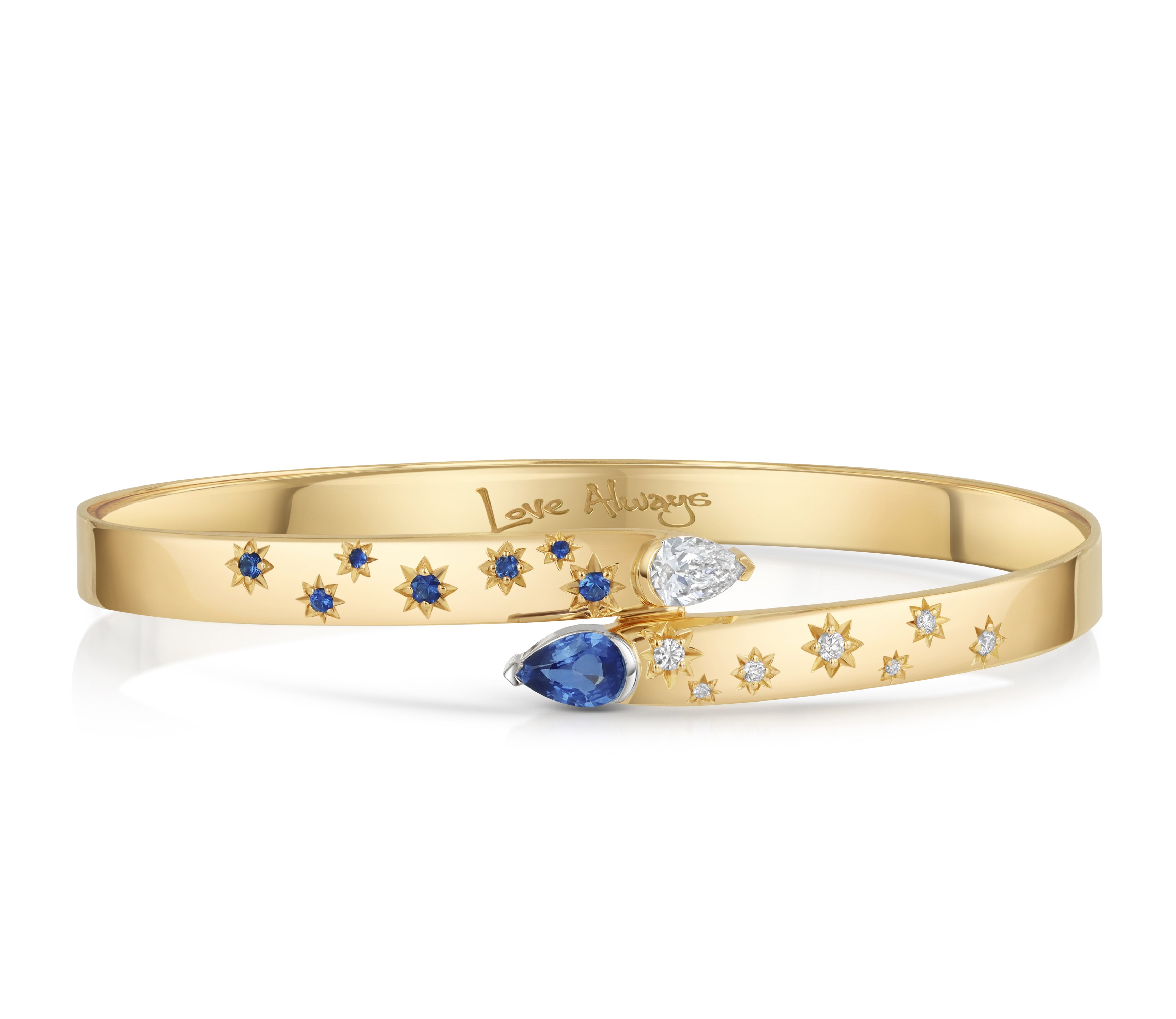 Pear Shape Diamond and Sapphire Toi Et Moi Love Always Scatter Bracelet
