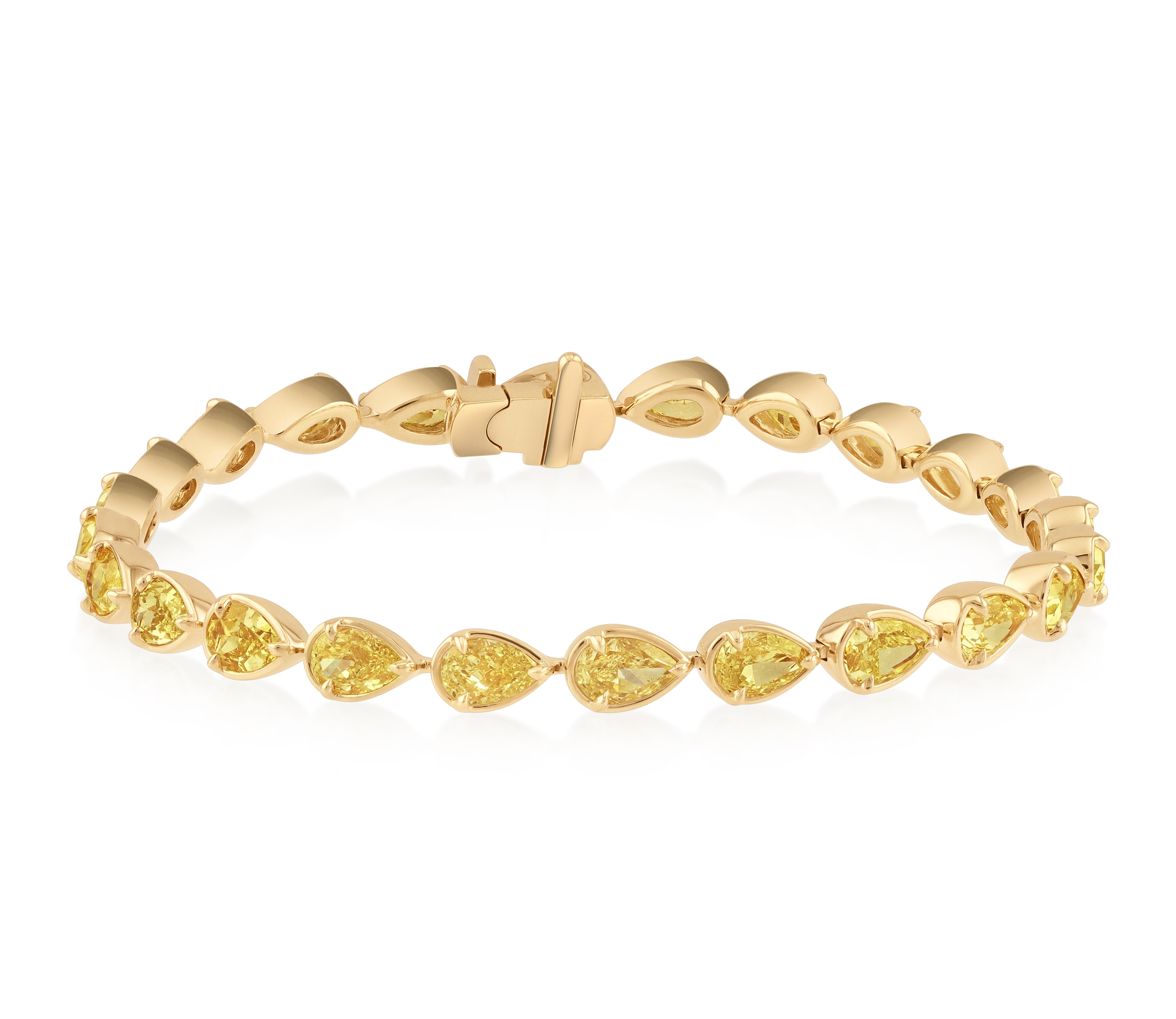 Fancy Intense Yellow Diamond Pear Shape Tennis Bracelet