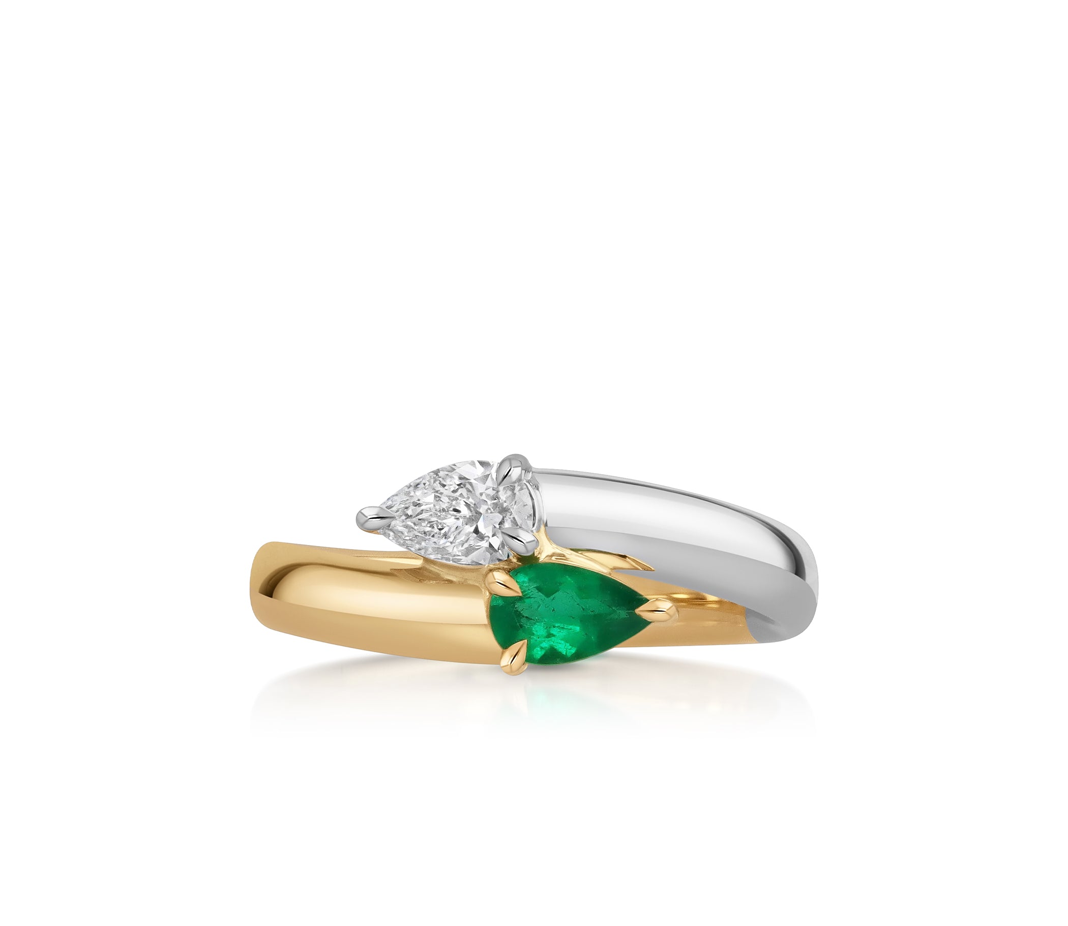 Colombian Emerald & Double Pear Intertwine Ring