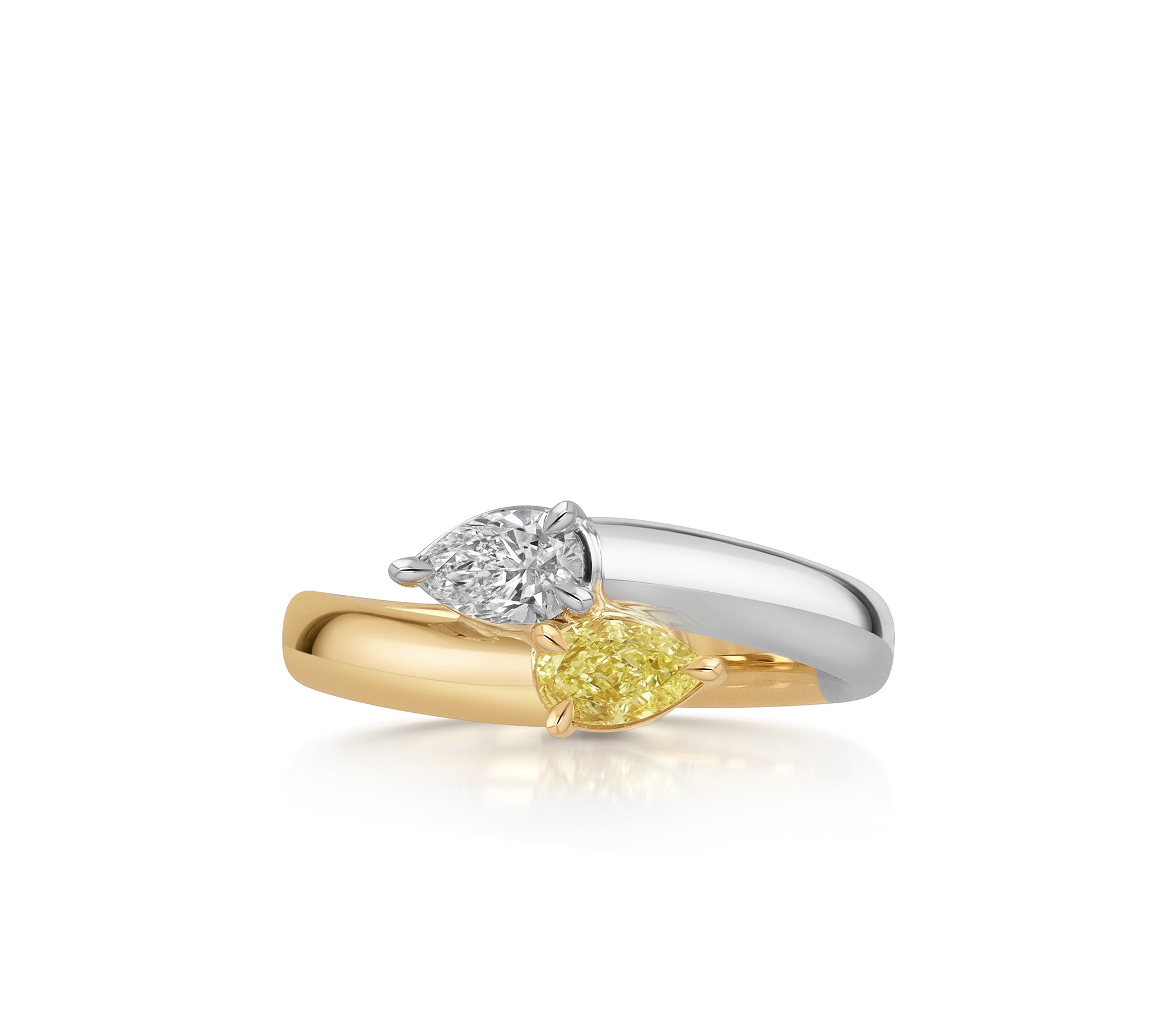 Yellow Diamond & Diamond Double Pear Intertwine Ring
