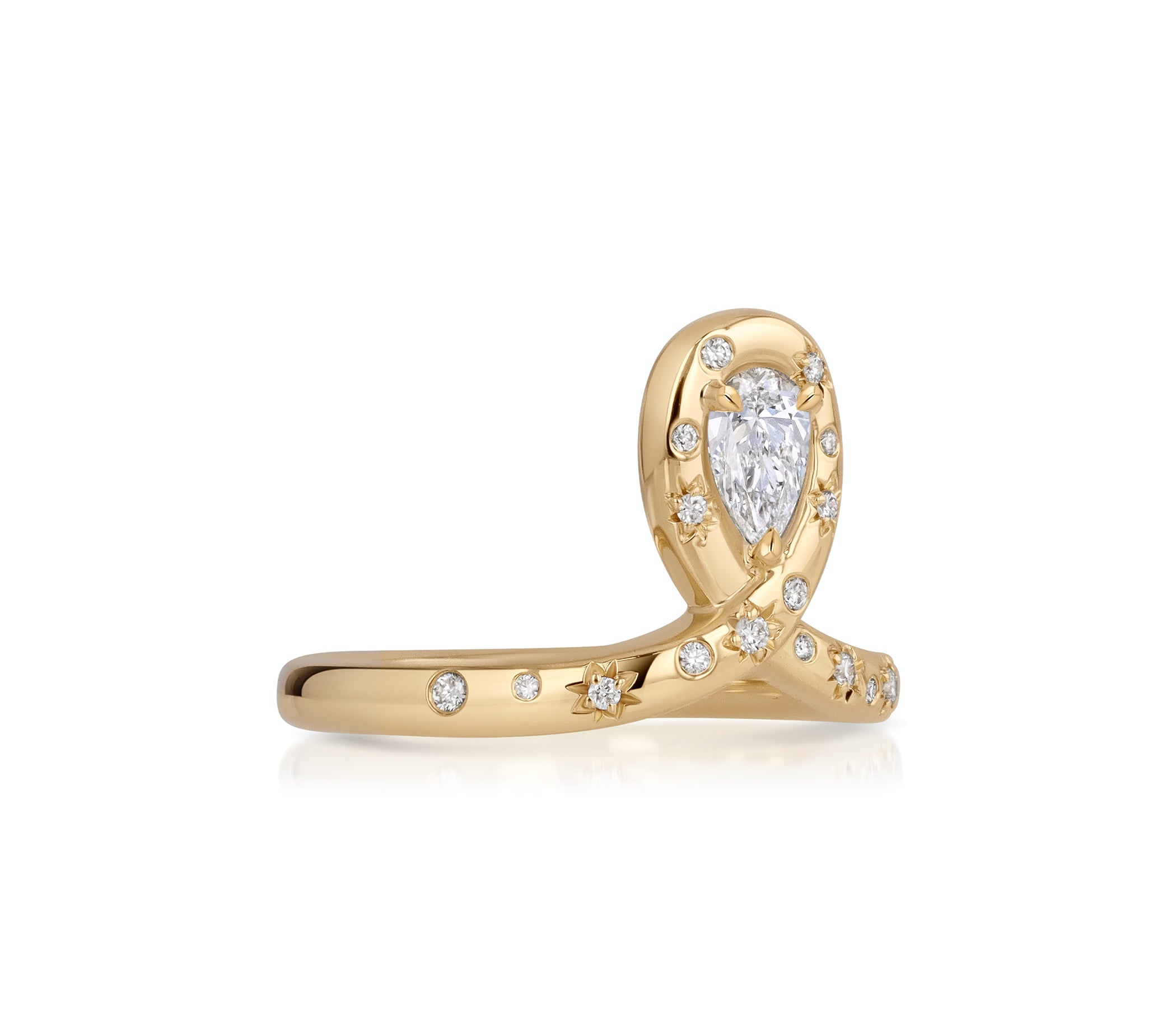 Pear Shape Diamond Star Set Loop Top Band