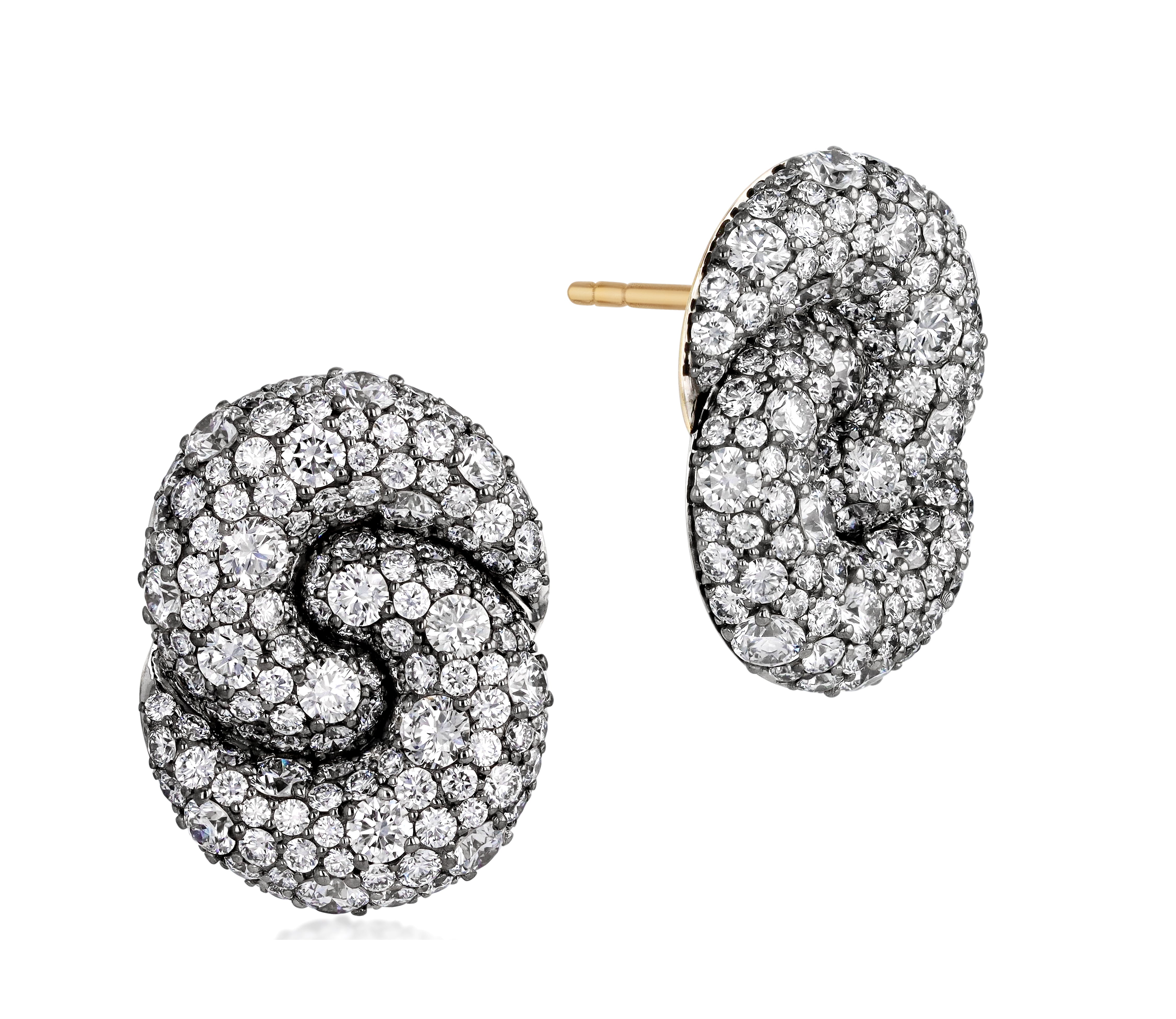 Duet Diamond Stud Earrings with all-over colorless pave diamonds in the signature Duet silhouette.