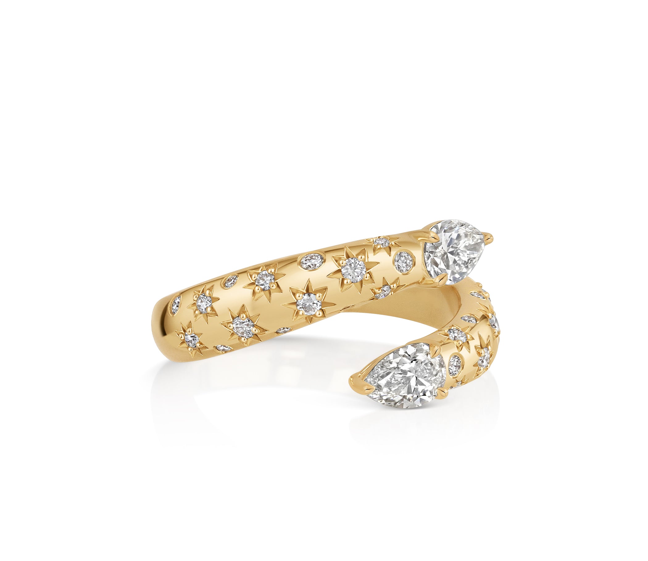 Pear Shape Diamond Bypass Star Set Ring