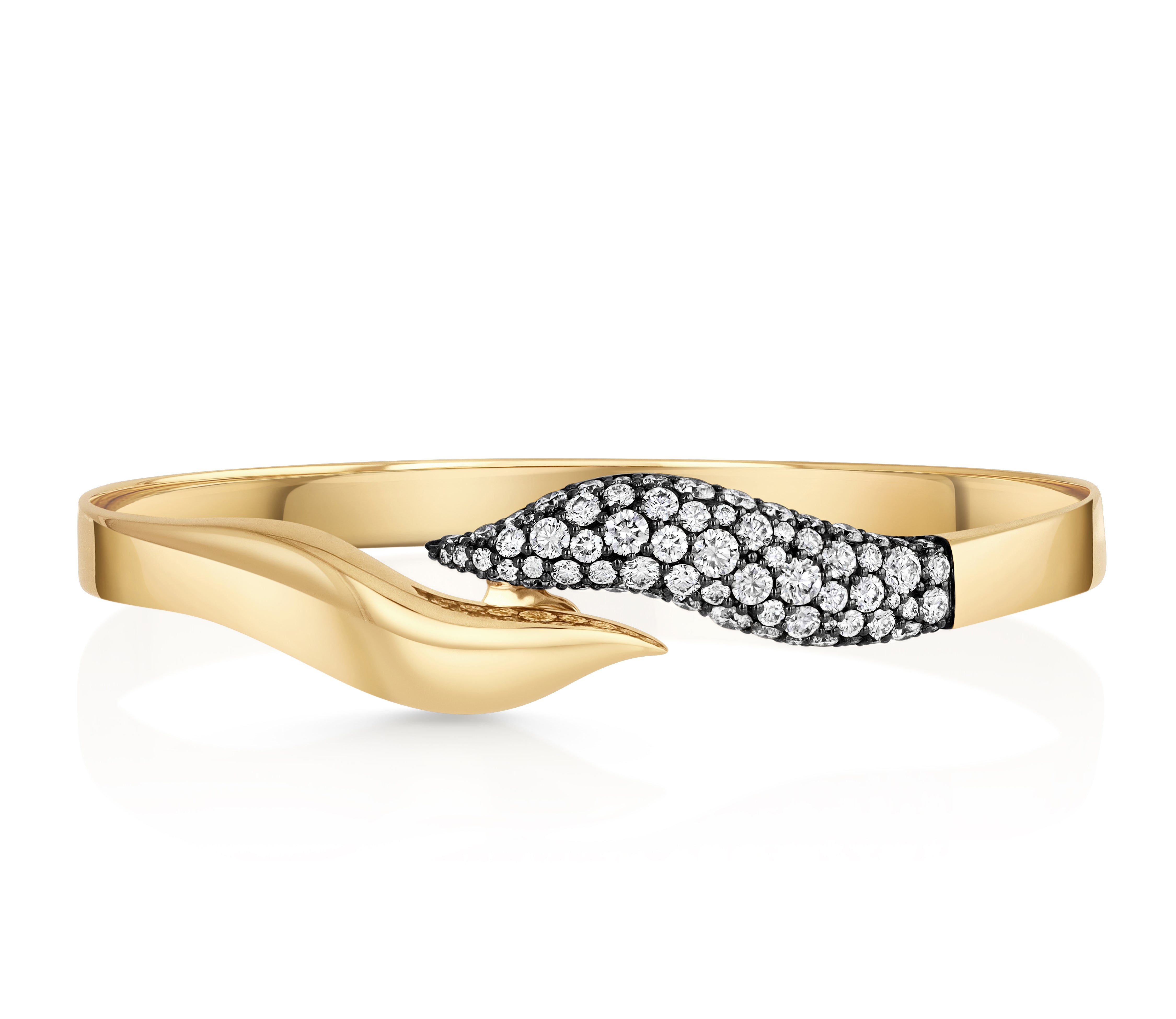 Phillips House Diamond Dancer Pave Bracelet in 18k yellow gold with colorless diamond pave set in black rhodium.