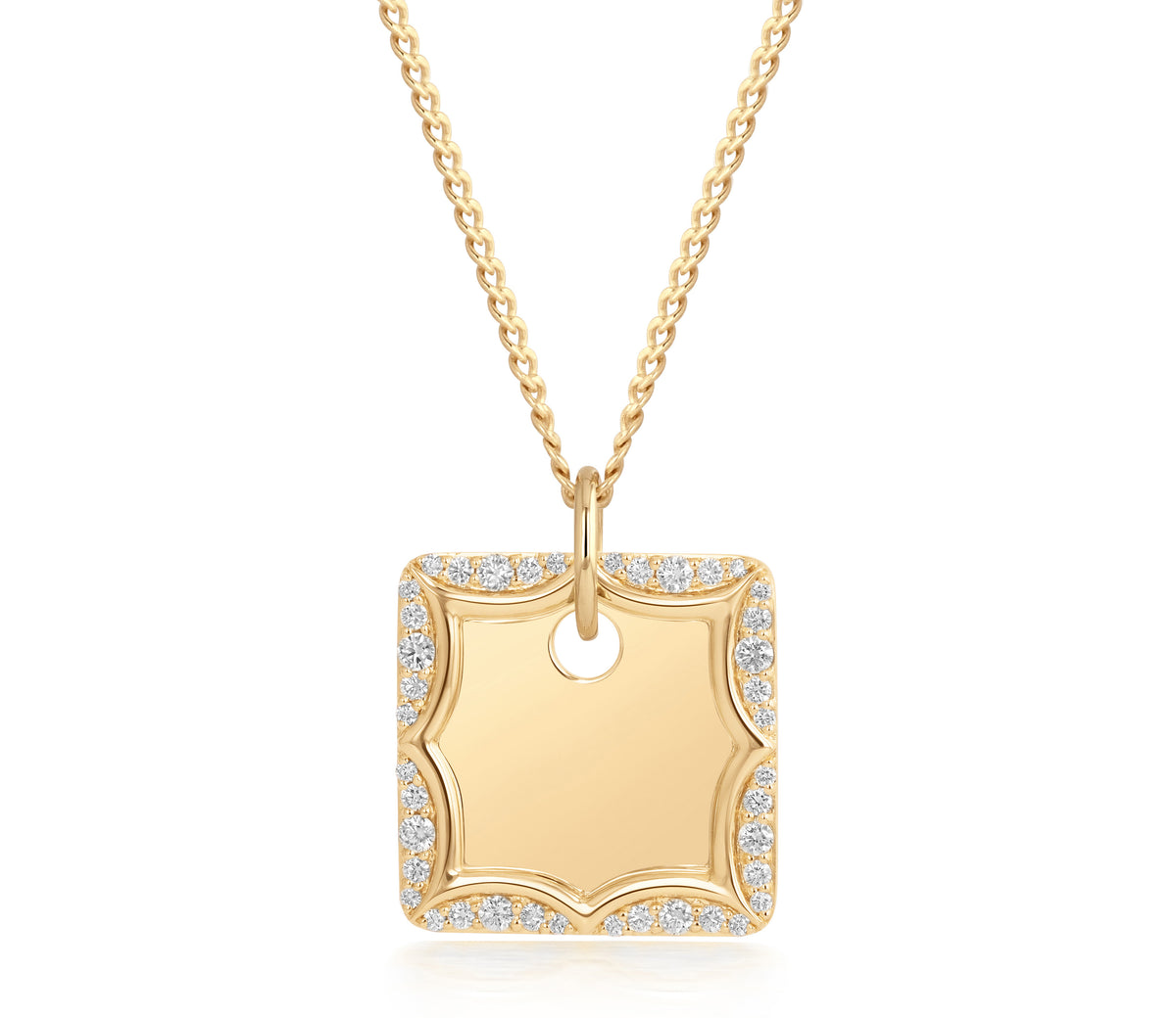 Love Languages Blank Square Scalloped Diamond Pendant