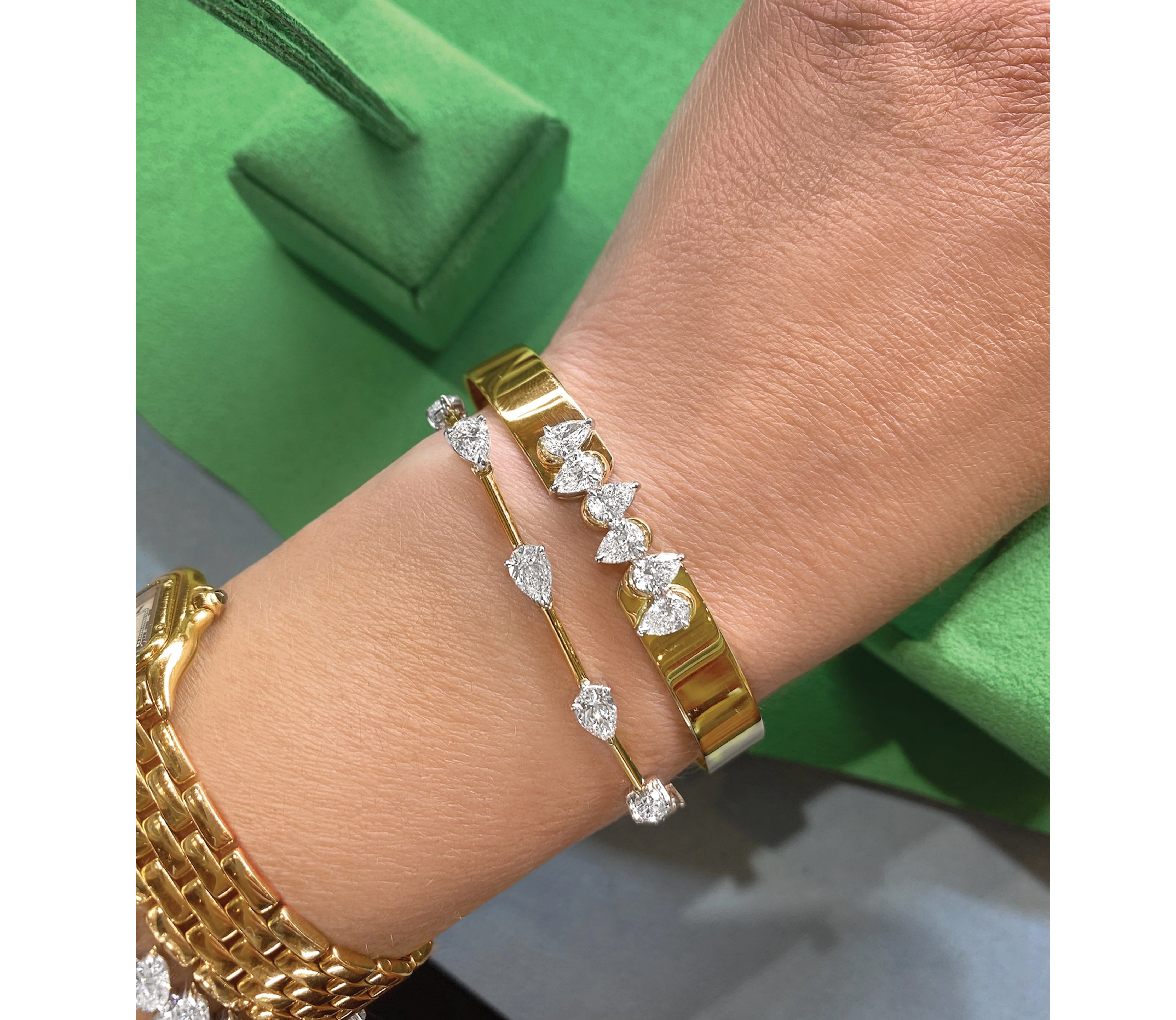 Pear Diamond Knife Edge Section Bracelet