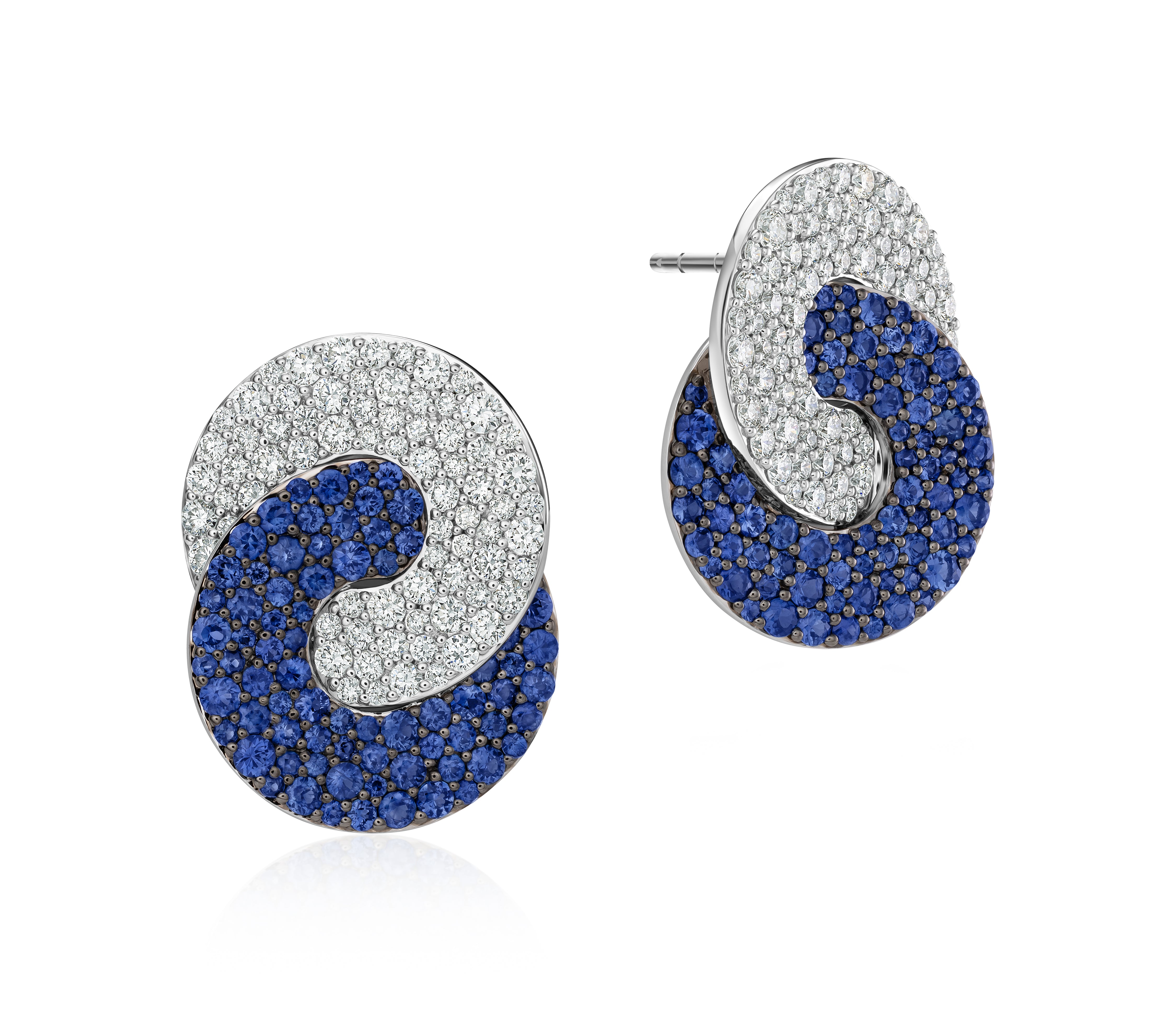Diamond & Blue Sapphire Interlocking Earrings