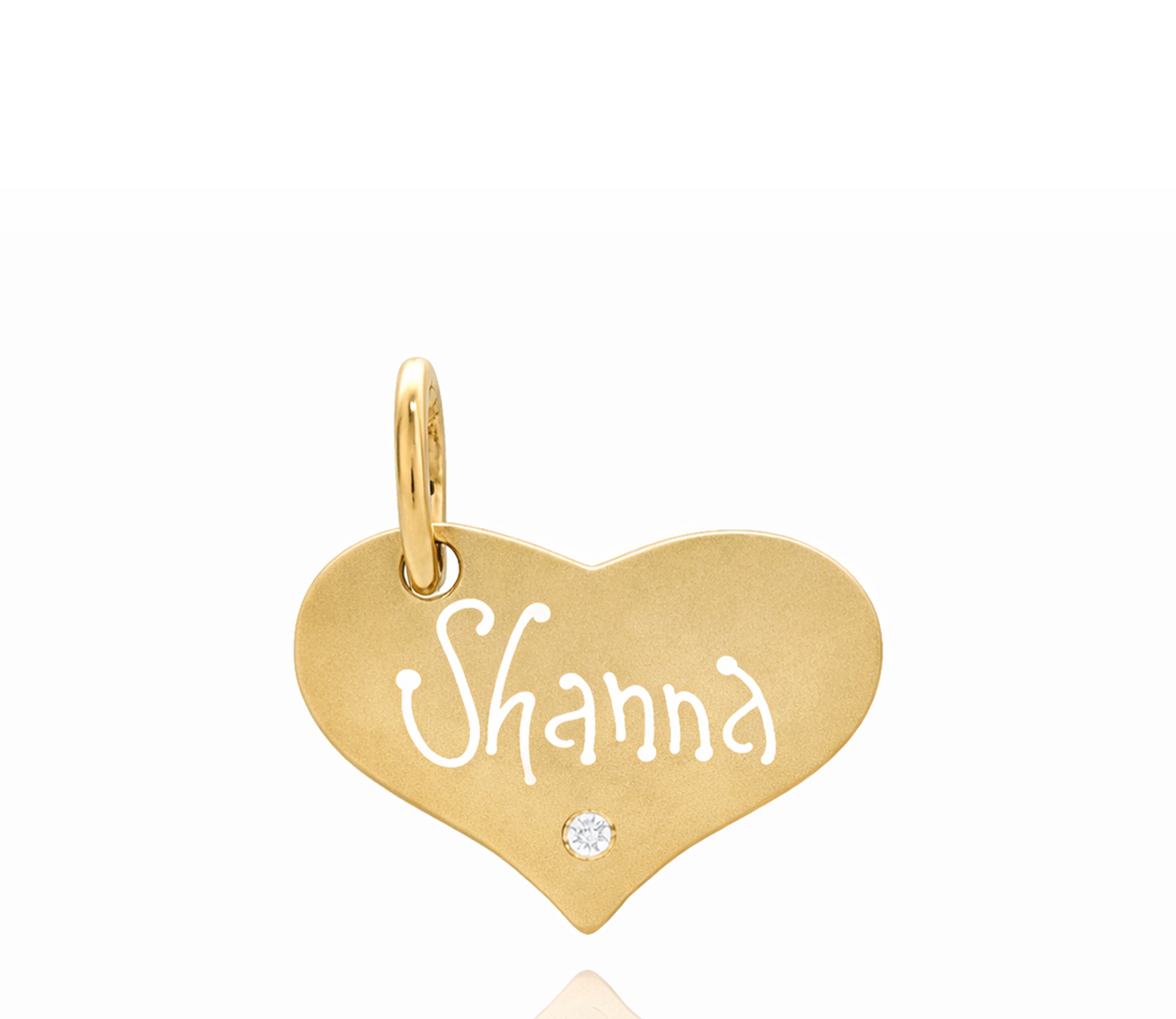 Yellow Gold Carved Heart Tag with Diamond