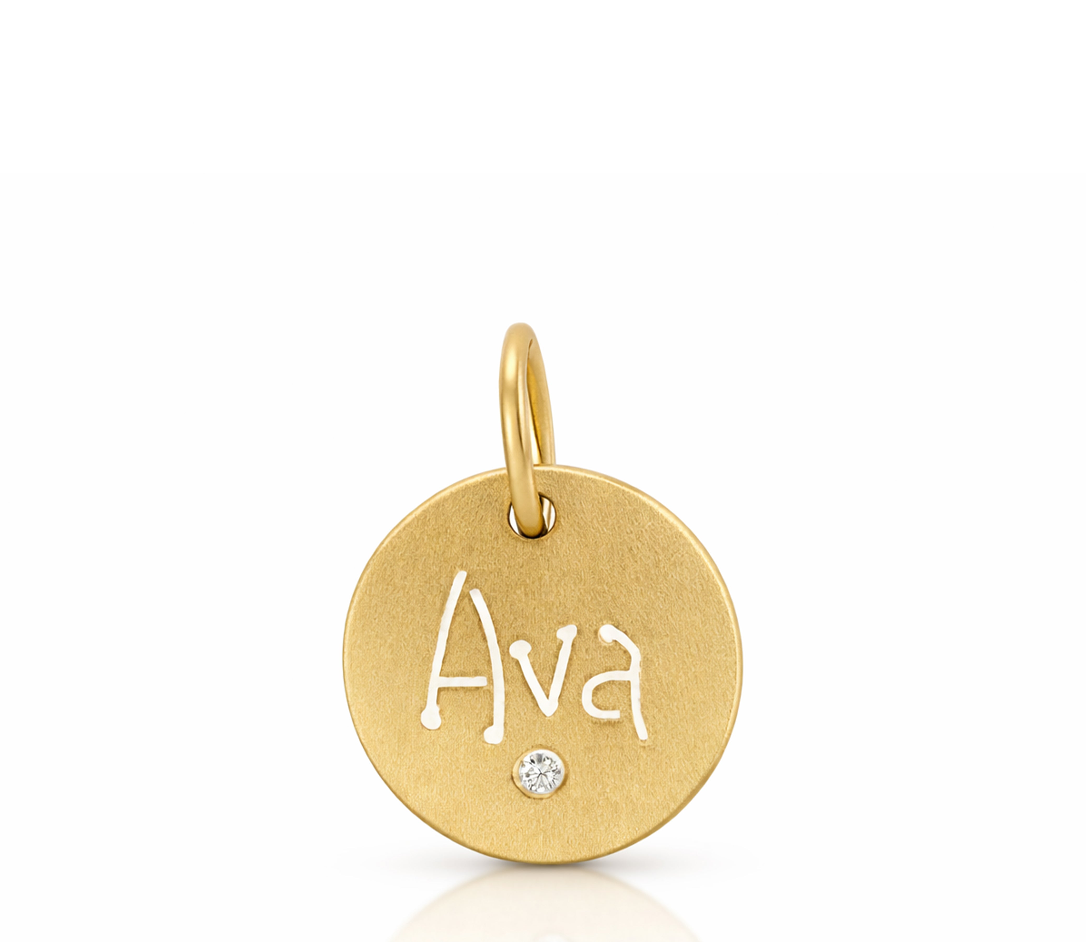 Yellow Gold Carved Tag with Diamond