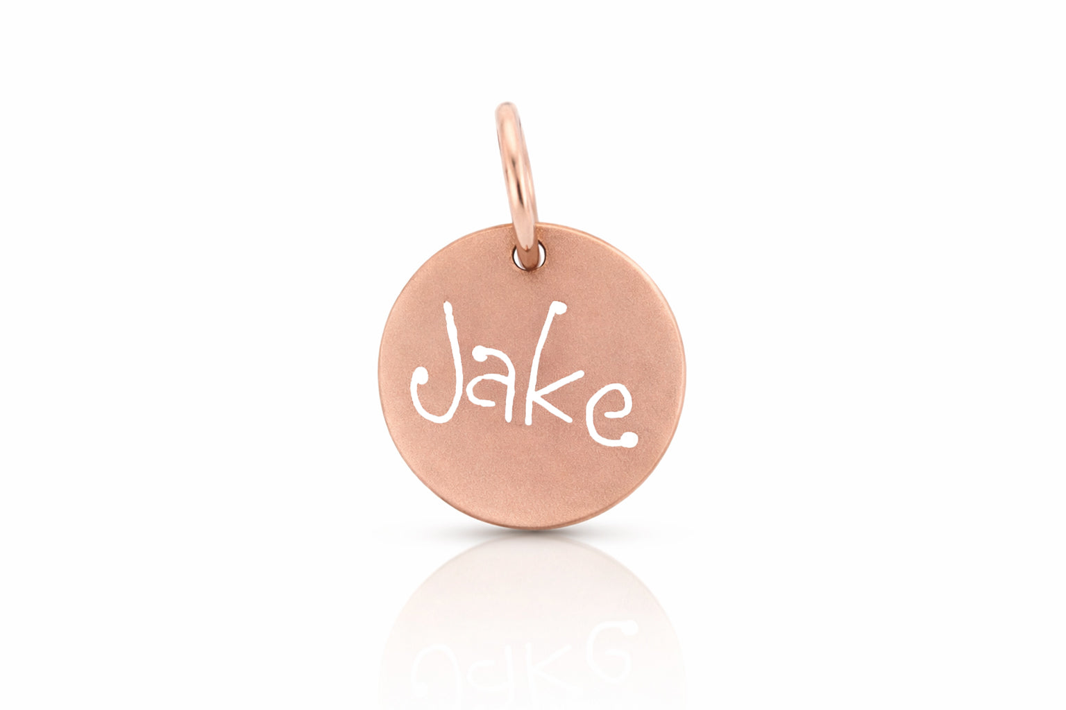 14k rose gold circular name pendant engraved personalized jewelry