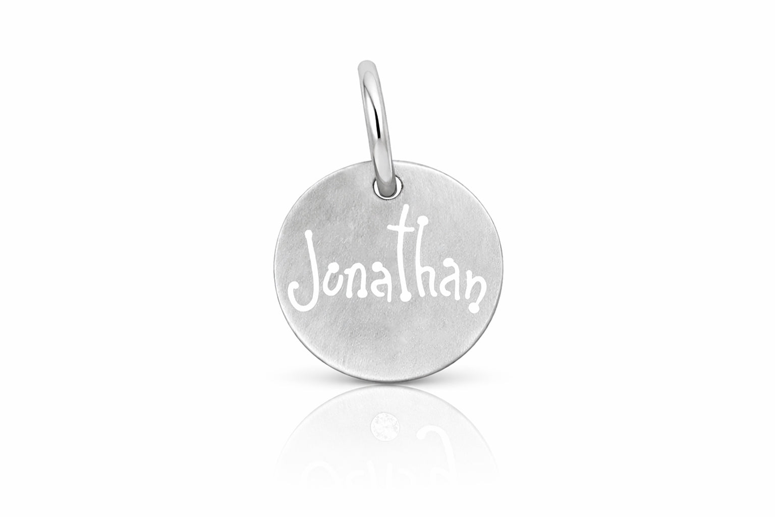 14k white gold circle name pendant engraved personalized jewelry