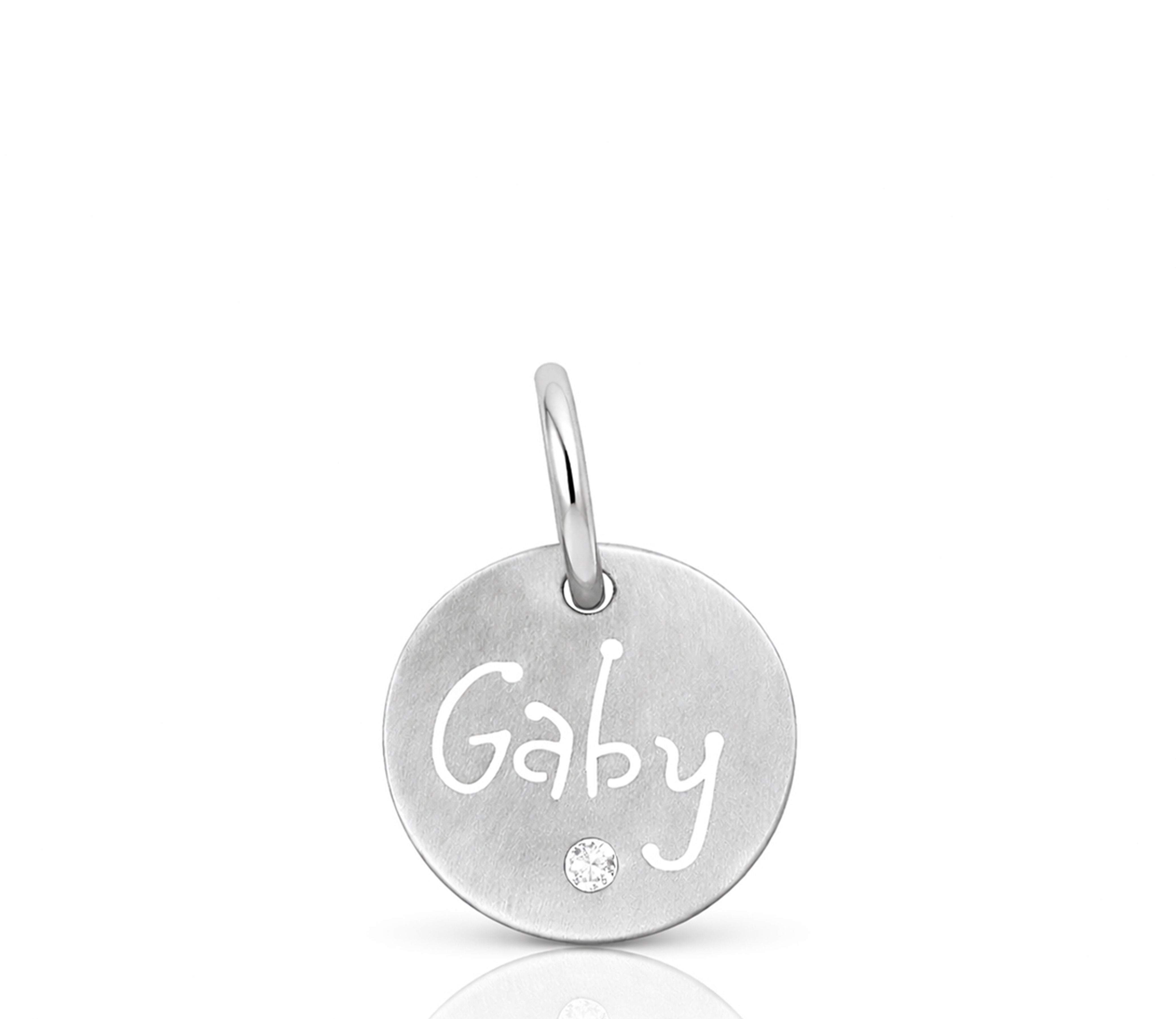 White Gold Carved Tag with Diamond