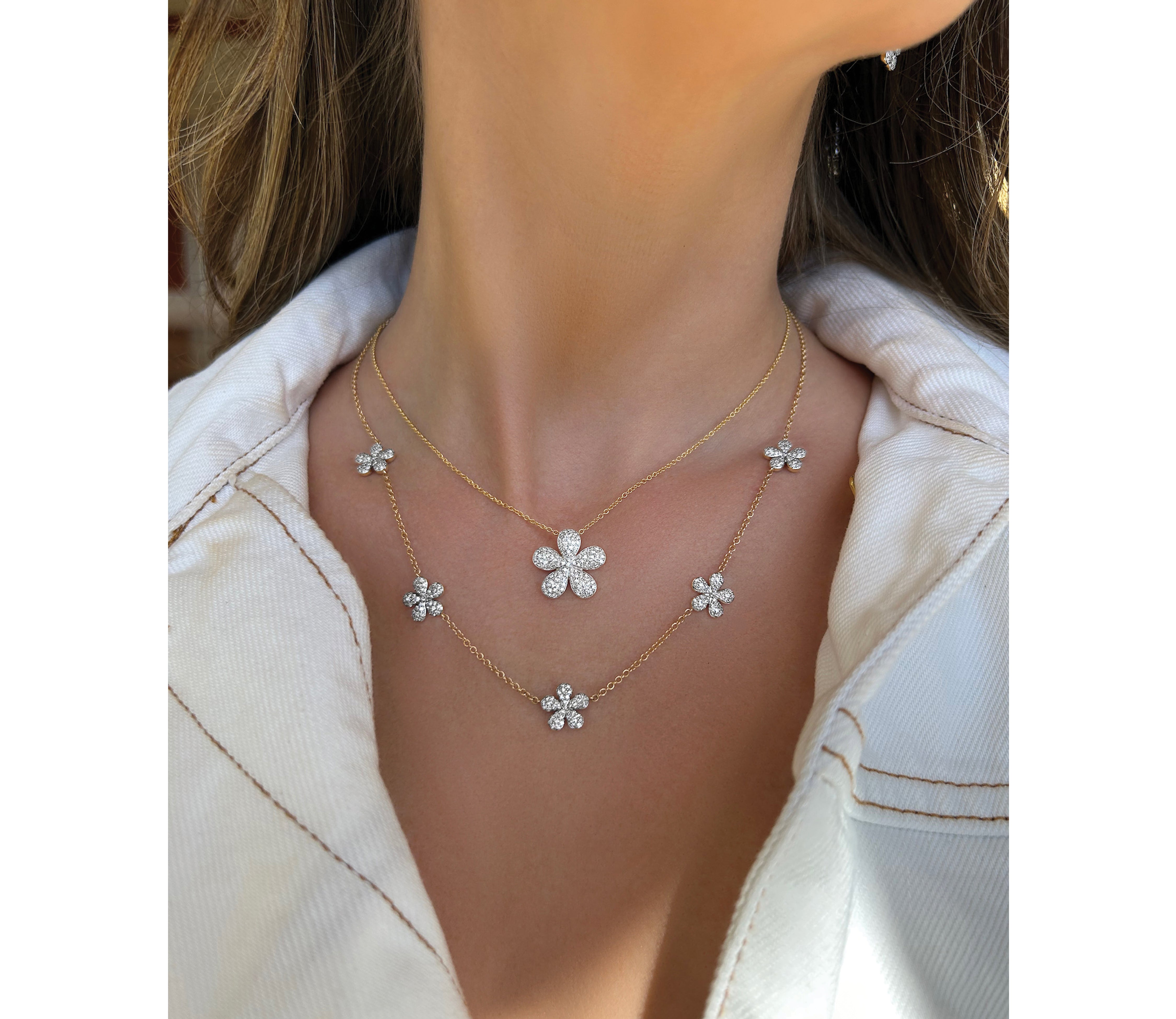 Five Station Forget-Me-Not Petite Necklace