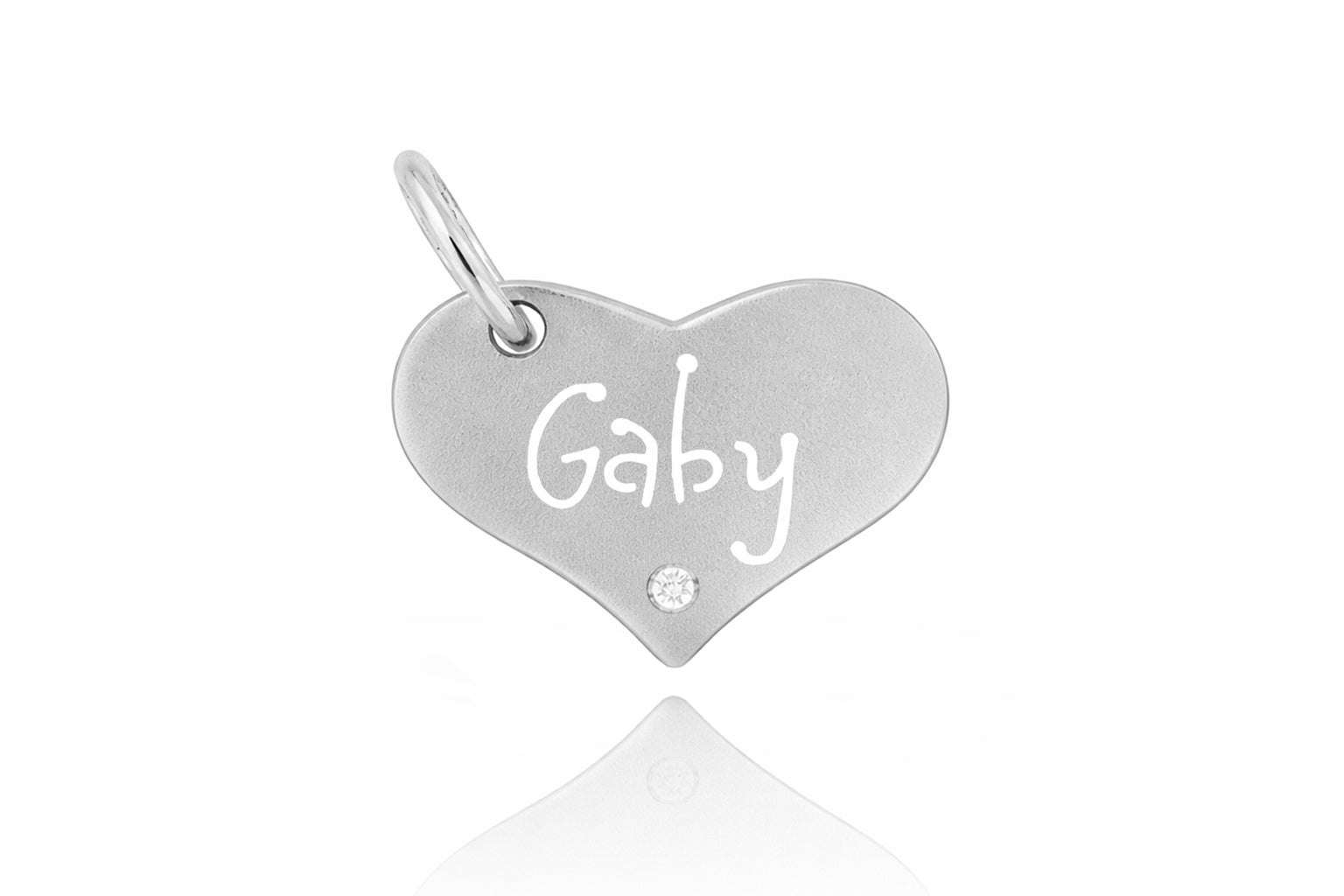 14k white gold heart name pendant diamond accent engraved personalized jewelry