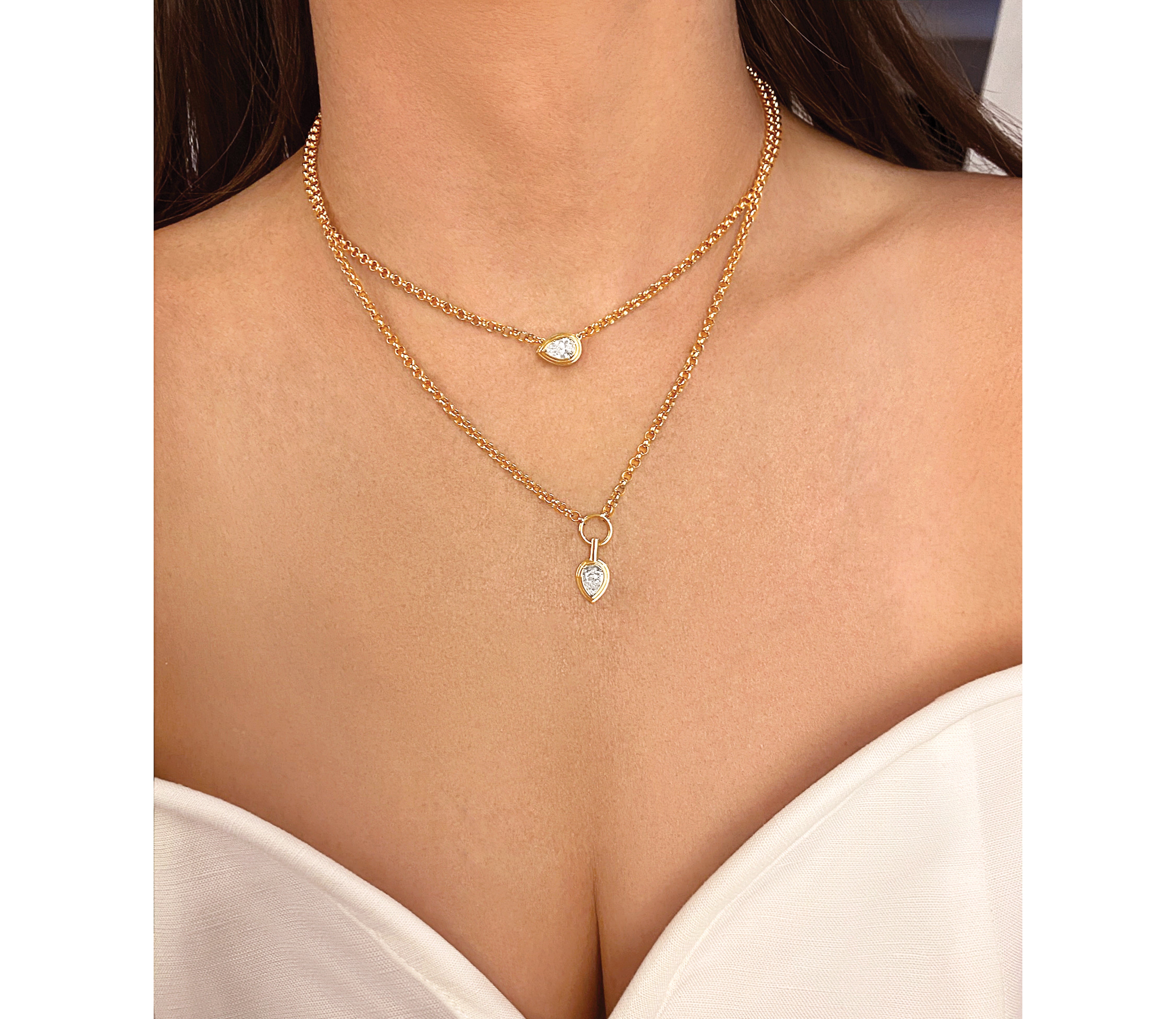 Pear Layered East-West Necklace