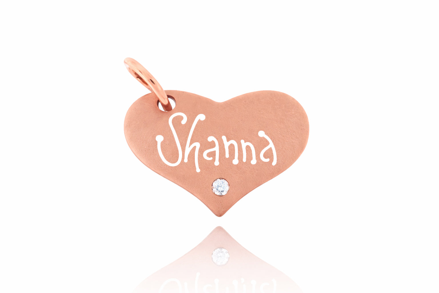 14k rose gold heart name pendant engraved diamond accent personalized jewelry