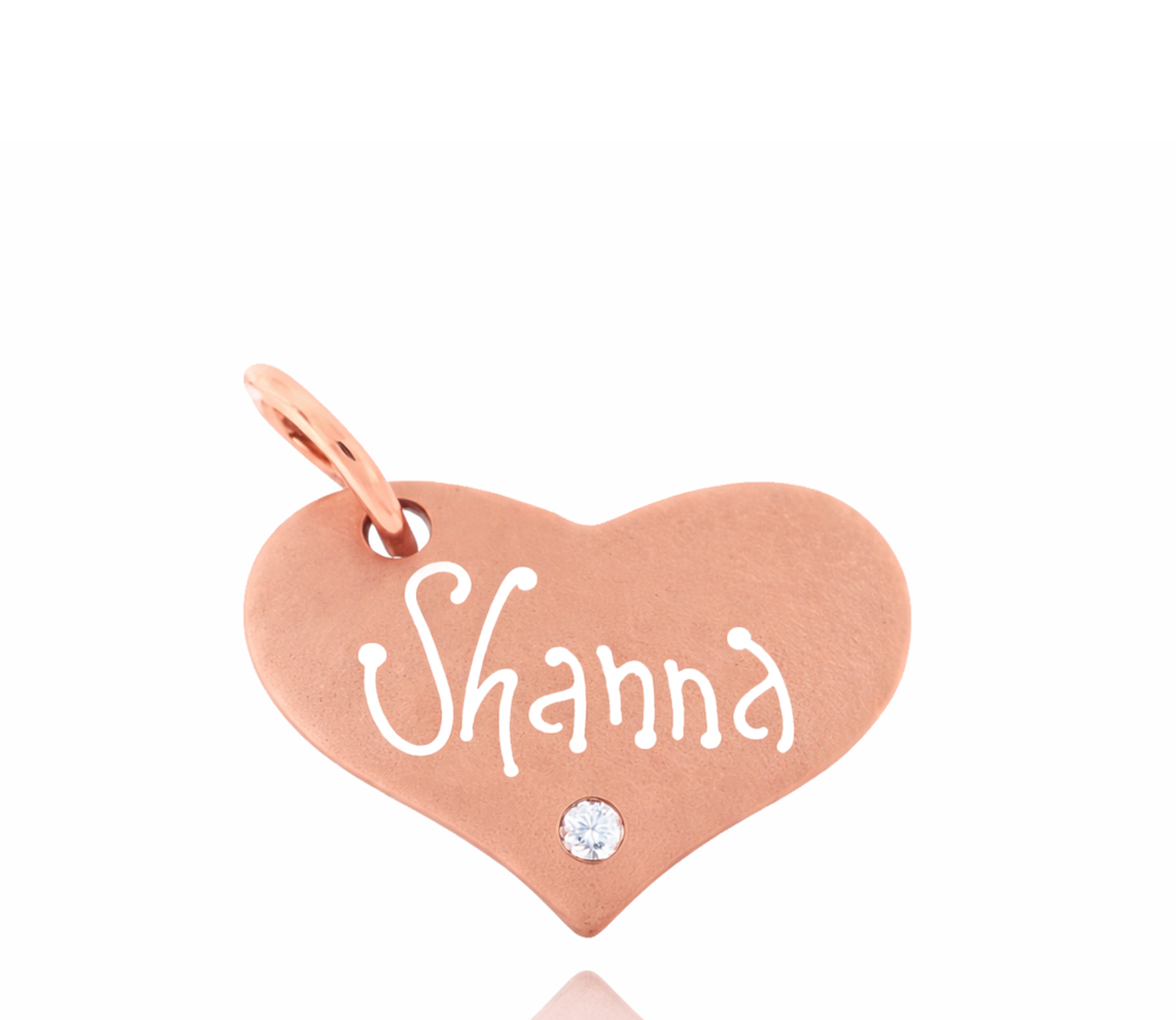 Rose Gold Heart Carved Tag with Diamond